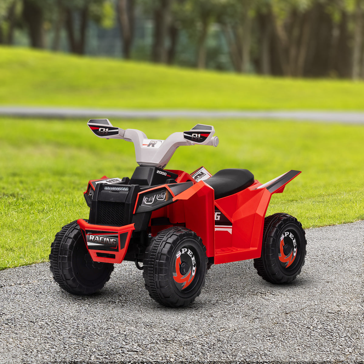 6V Quad Kids Electric Car with Wear-resistant Wheels, for Boys and Girls Aged 18-36 Months-Toys & Games > Baby & Toddler Toys > Electric Ride-On Toys > Electric Toy Cars-DECOROLALA