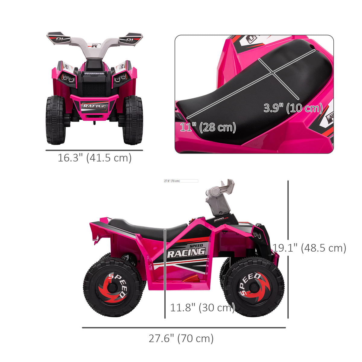 6V Quad Kids Electric Car with Wear-resistant Wheels, for Boys and Girls Aged 18-36 Months-Toys & Games > Baby & Toddler Toys > Electric Ride-On Toys > Electric Toy Cars-DECOROLALA