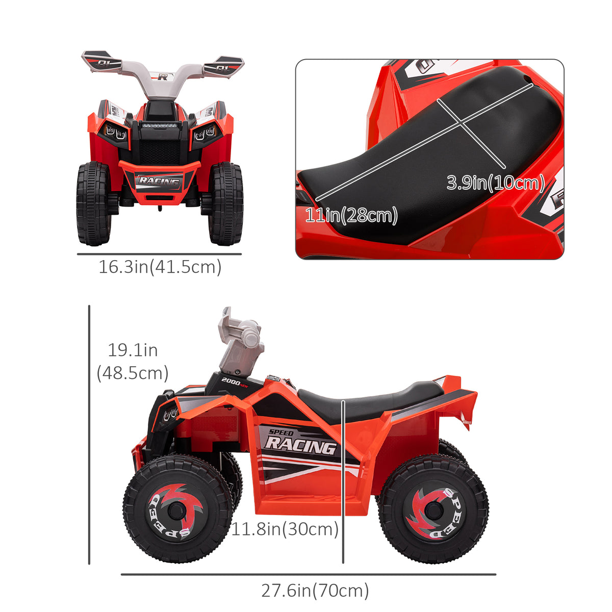 6V Quad Kids Electric Car with Wear-resistant Wheels, for Boys and Girls Aged 18-36 Months-Toys & Games > Baby & Toddler Toys > Electric Ride-On Toys > Electric Toy Cars-DECOROLALA