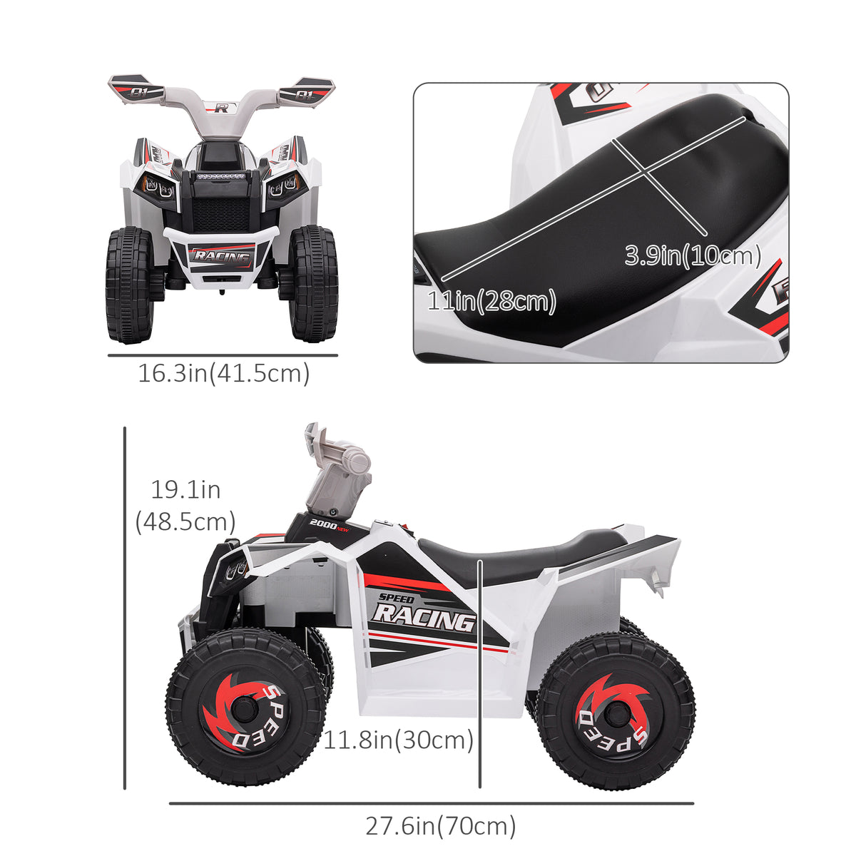 6V Quad Kids Electric Car with Wear-resistant Wheels, for Boys and Girls Aged 18-36 Months-Toys & Games > Baby & Toddler Toys > Electric Ride-On Toys > Electric Toy Cars-DECOROLALA