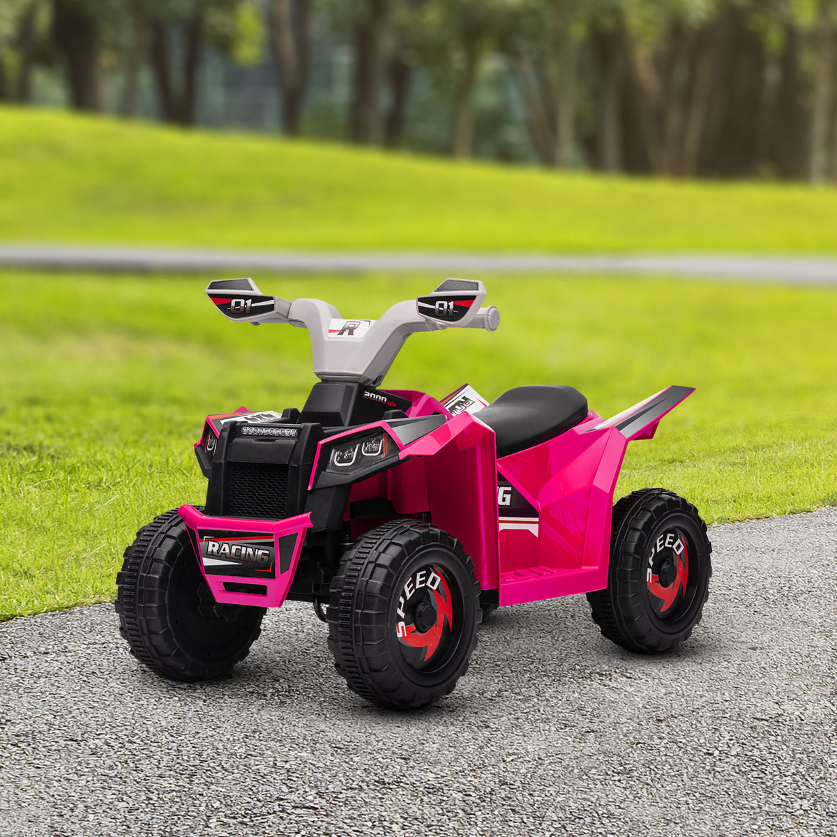 6V Quad Kids Electric Car with Wear-resistant Wheels, for Boys and Girls Aged 18-36 Months-Toys & Games > Baby & Toddler Toys > Electric Ride-On Toys > Electric Toy Cars-DECOROLALA
