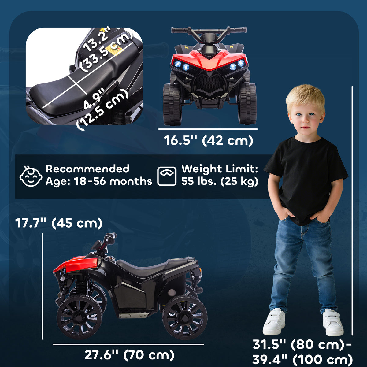 6V Kids ATV, 4 Wheeler Electric Ride on Car with Music and LED Headlights, for Ages 18-56 Months Boys and Girls-Toys & Games > Baby & Toddler Toys > Electric Ride-On Toys > Electric Toy Cars-DECOROLALA