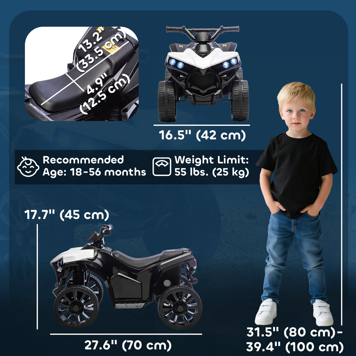 6V Kids ATV, 4 Wheeler Electric Ride on Car with Music and LED Headlights, for Ages 18-56 Months Boys and Girls-Toys & Games > Baby & Toddler Toys > Electric Ride-On Toys > Electric Toy Cars-DECOROLALA