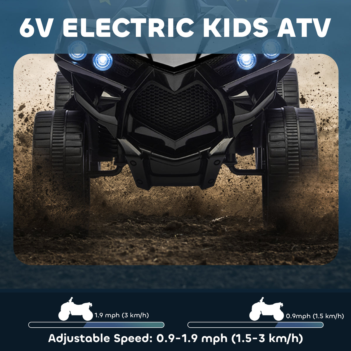 6V Kids ATV, 4 Wheeler Electric Ride on Car with Music and LED Headlights, for Ages 18-56 Months Boys and Girls-Toys & Games > Baby & Toddler Toys > Electric Ride-On Toys > Electric Toy Cars-DECOROLALA