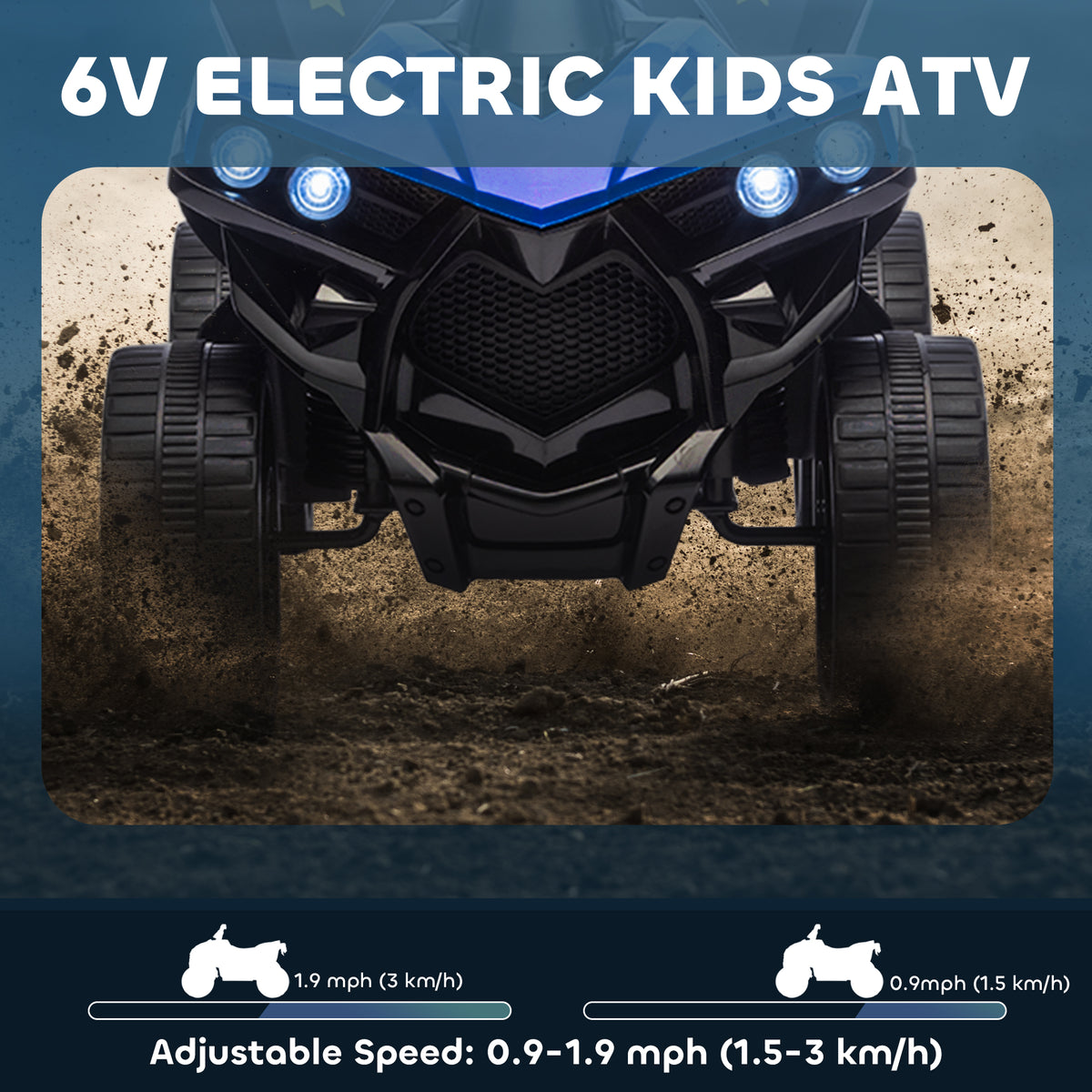 6V Kids ATV, 4 Wheeler Electric Ride on Car with Music and LED Headlights, for Ages 18-56 Months Boys and Girls-Toys & Games > Baby & Toddler Toys > Electric Ride-On Toys > Electric Toy Cars-DECOROLALA
