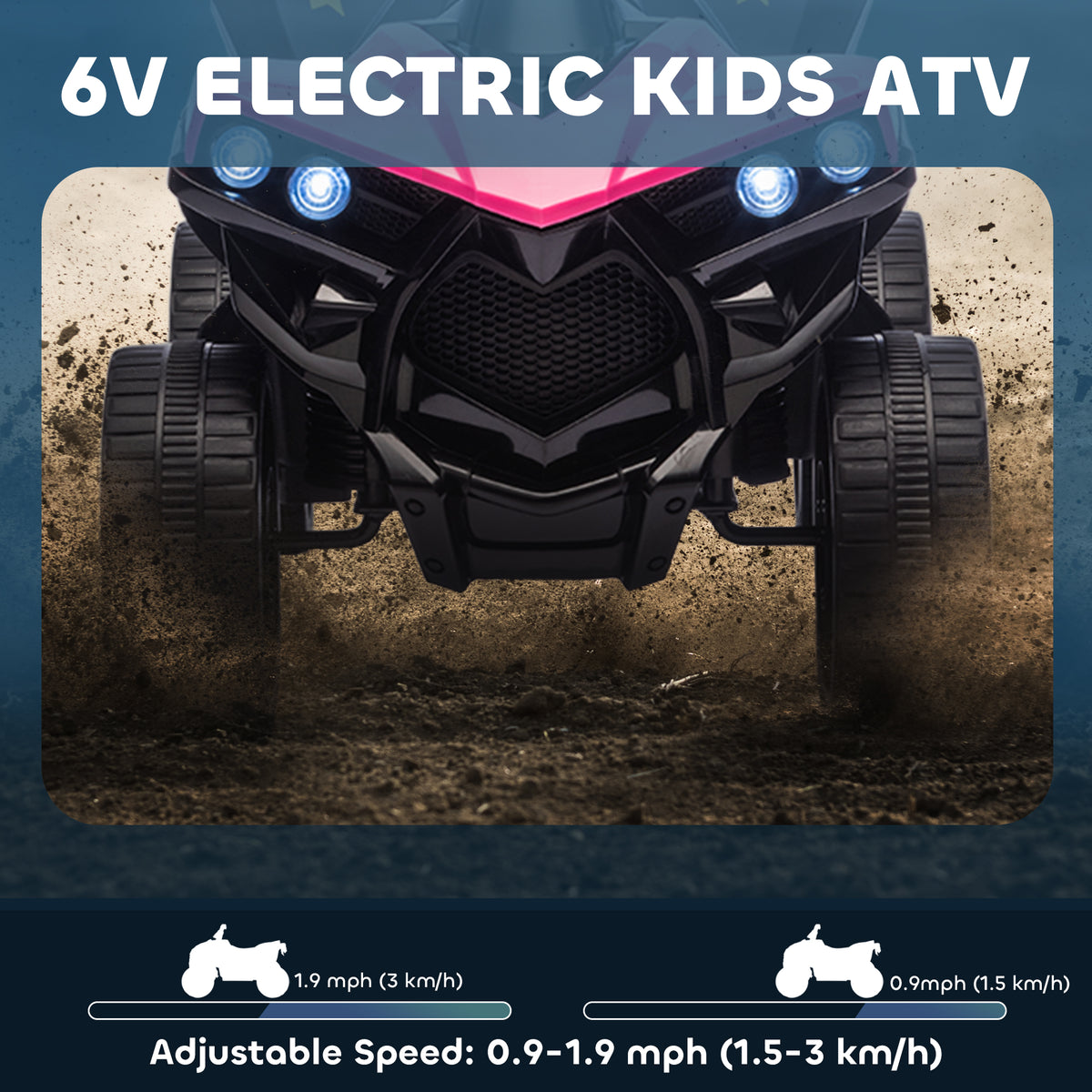 6V Kids ATV, 4 Wheeler Electric Ride on Car with Music and LED Headlights, for Ages 18-56 Months Boys and Girls-Toys & Games > Baby & Toddler Toys > Electric Ride-On Toys > Electric Toy Cars-DECOROLALA