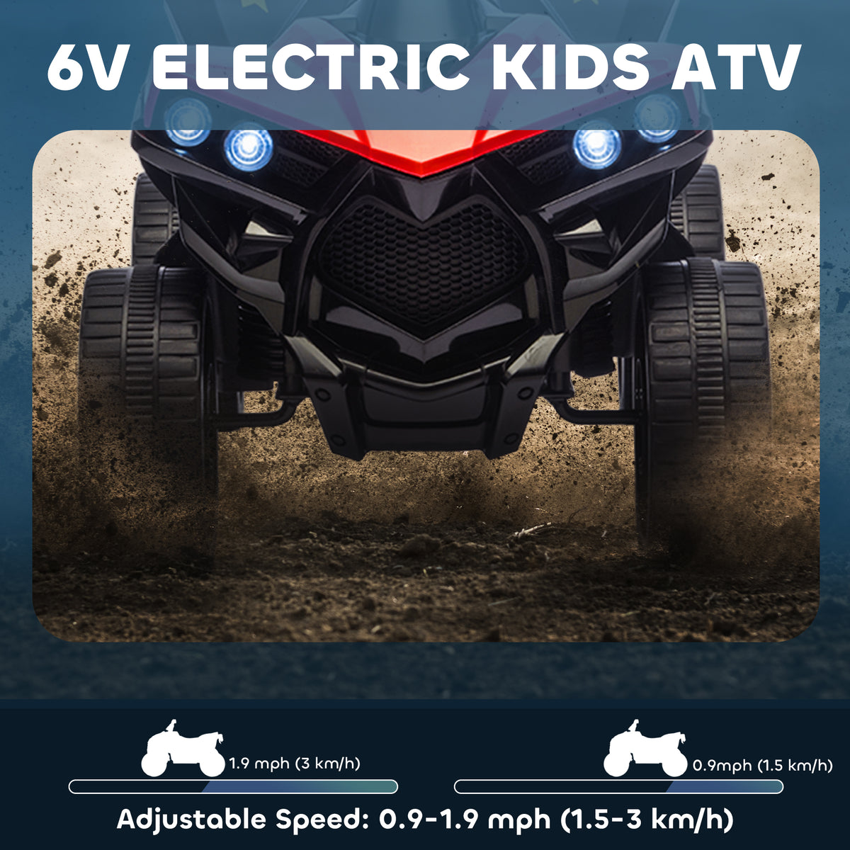 6V Kids ATV, 4 Wheeler Electric Ride on Car with Music and LED Headlights, for Ages 18-56 Months Boys and Girls-Toys & Games > Baby & Toddler Toys > Electric Ride-On Toys > Electric Toy Cars-DECOROLALA