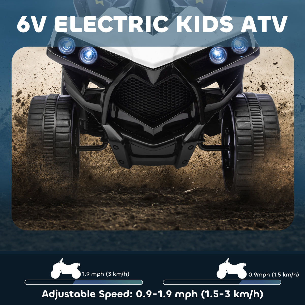 6V Kids ATV, 4 Wheeler Electric Ride on Car with Music and LED Headlights, for Ages 18-56 Months Boys and Girls-Toys & Games > Baby & Toddler Toys > Electric Ride-On Toys > Electric Toy Cars-DECOROLALA