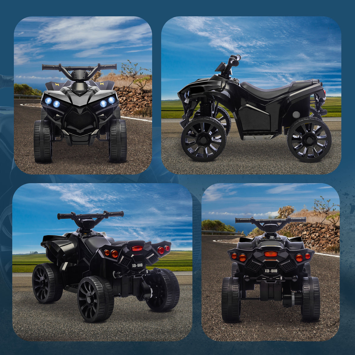 6V Kids ATV, 4 Wheeler Electric Ride on Car with Music and LED Headlights, for Ages 18-56 Months Boys and Girls-Toys & Games > Baby & Toddler Toys > Electric Ride-On Toys > Electric Toy Cars-DECOROLALA