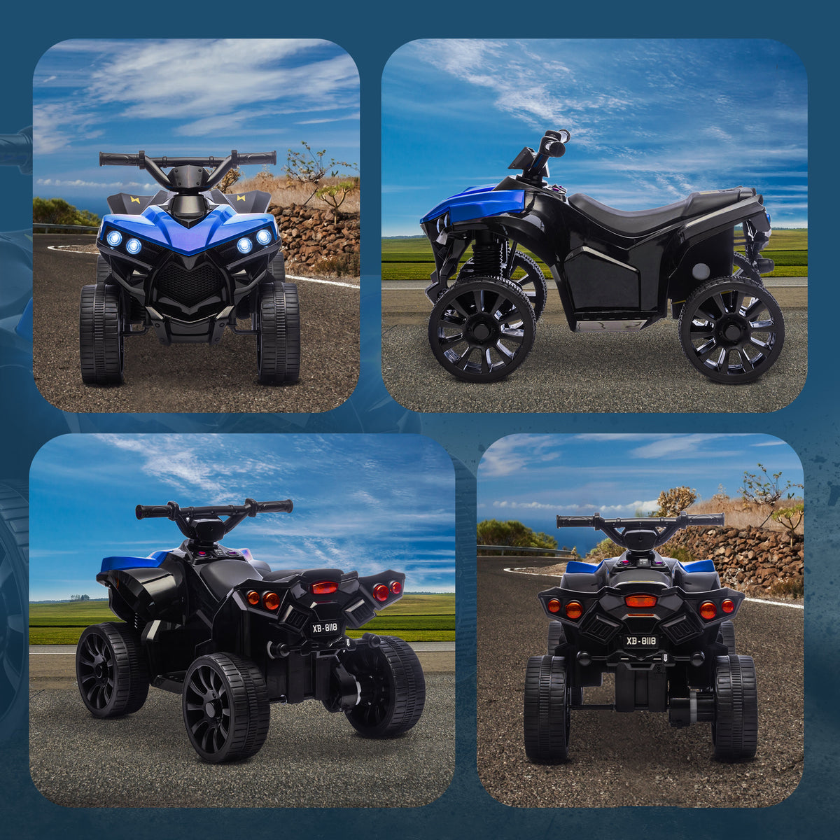 6V Kids ATV, 4 Wheeler Electric Ride on Car with Music and LED Headlights, for Ages 18-56 Months Boys and Girls-Toys & Games > Baby & Toddler Toys > Electric Ride-On Toys > Electric Toy Cars-DECOROLALA