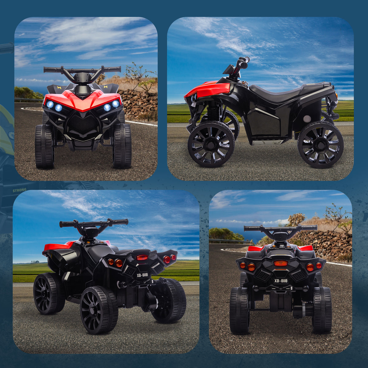 6V Kids ATV, 4 Wheeler Electric Ride on Car with Music and LED Headlights, for Ages 18-56 Months Boys and Girls-Toys & Games > Baby & Toddler Toys > Electric Ride-On Toys > Electric Toy Cars-DECOROLALA