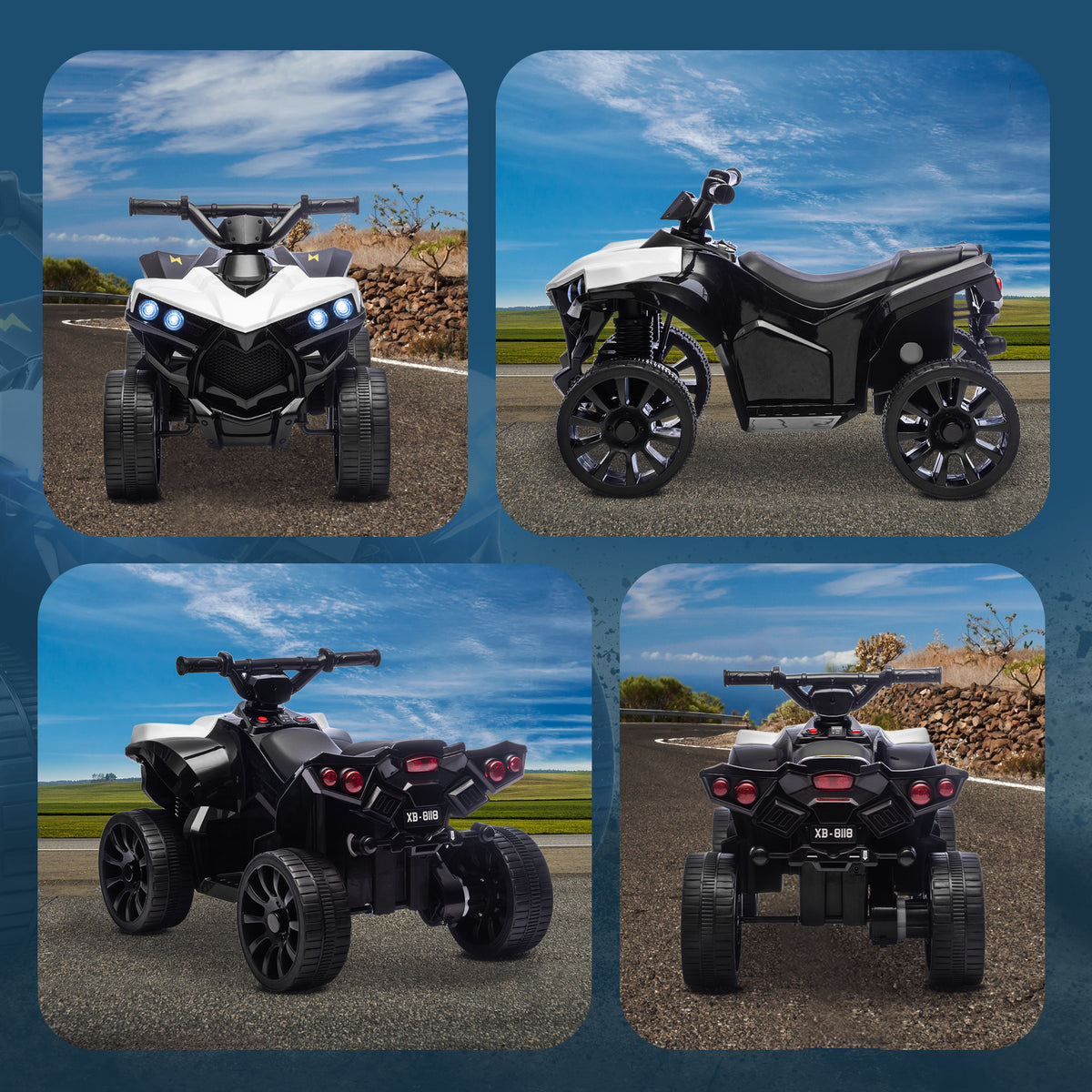 6V Kids ATV, 4 Wheeler Electric Ride on Car with Music and LED Headlights, for Ages 18-56 Months Boys and Girls-Toys & Games > Baby & Toddler Toys > Electric Ride-On Toys > Electric Toy Cars-DECOROLALA