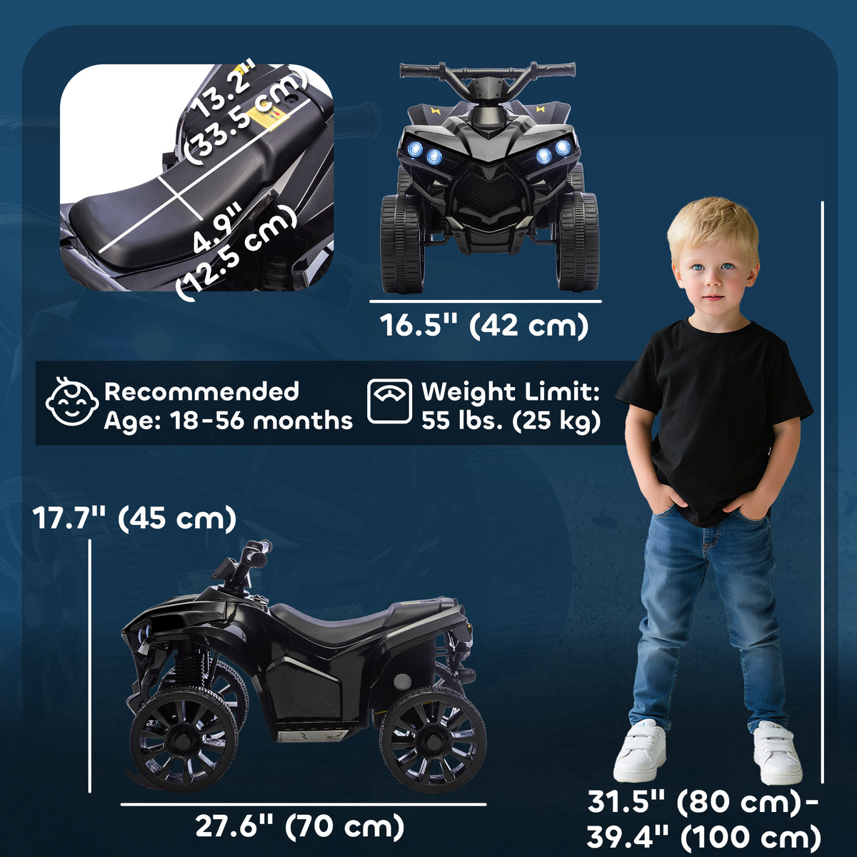 6V Kids ATV, 4 Wheeler Electric Ride on Car with Music and LED Headlights, for Ages 18-56 Months Boys and Girls-Toys & Games > Baby & Toddler Toys > Electric Ride-On Toys > Electric Toy Cars-DECOROLALA
