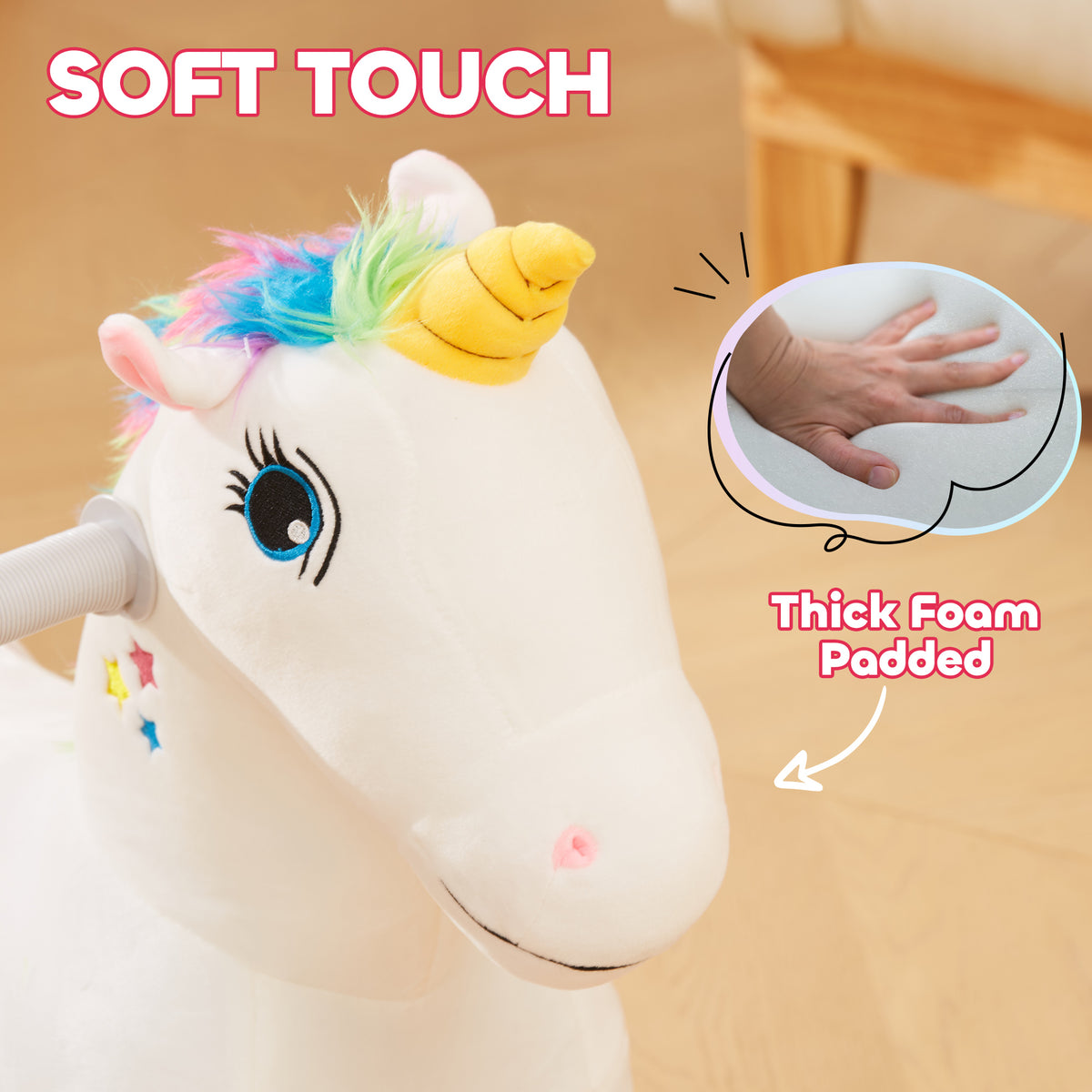 6V Ride on Unicorn, Battery Powered Kids Riding Pony with Music Forward, Aged 18-36 Months, White-Toys & Games > Baby & Toddler Toys > Riding & Rocking Toys > Rocking Horses-DECOROLALA