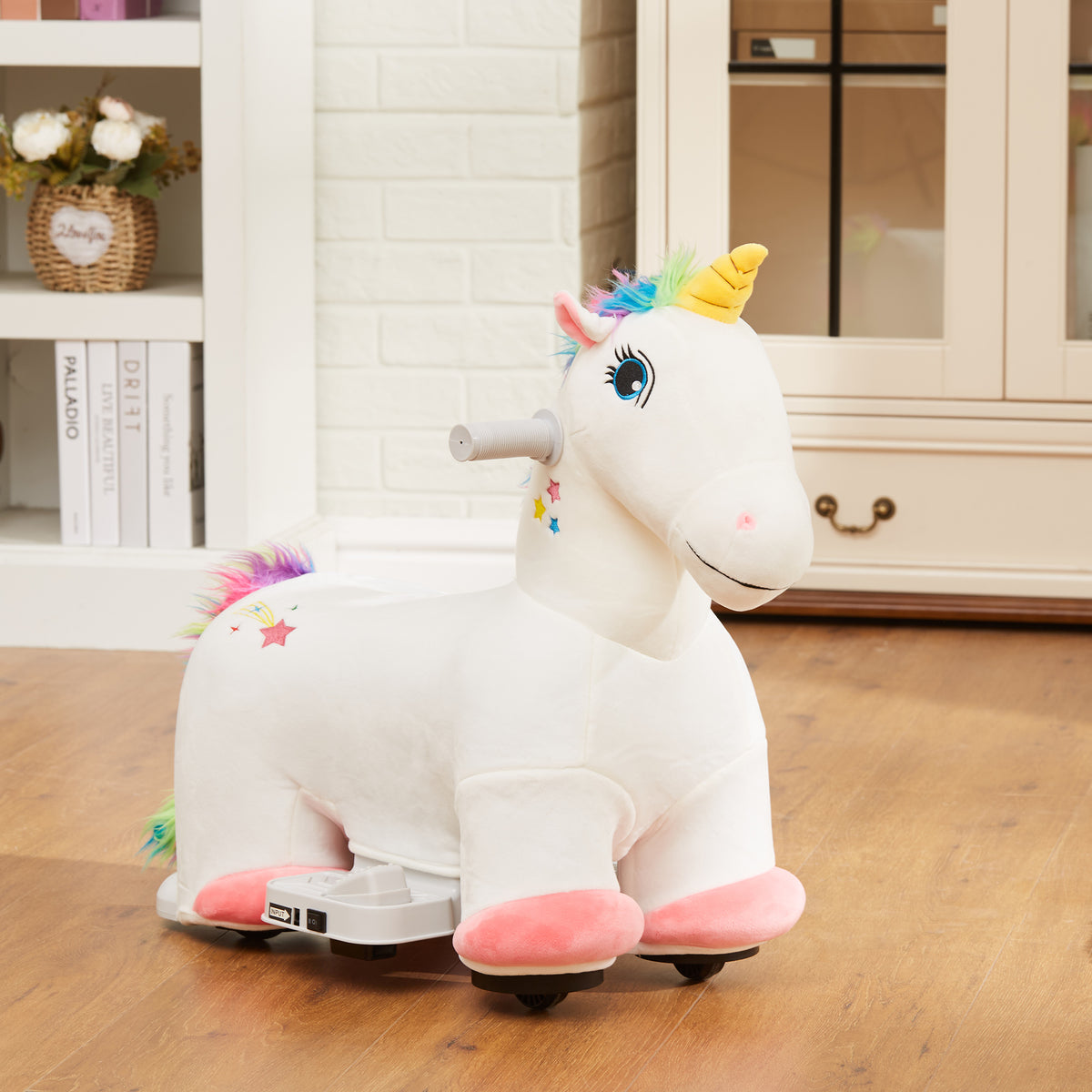 6V Ride on Unicorn, Battery Powered Kids Riding Pony with Music Forward, Aged 18-36 Months, White-Toys & Games > Baby & Toddler Toys > Riding & Rocking Toys > Rocking Horses-DECOROLALA
