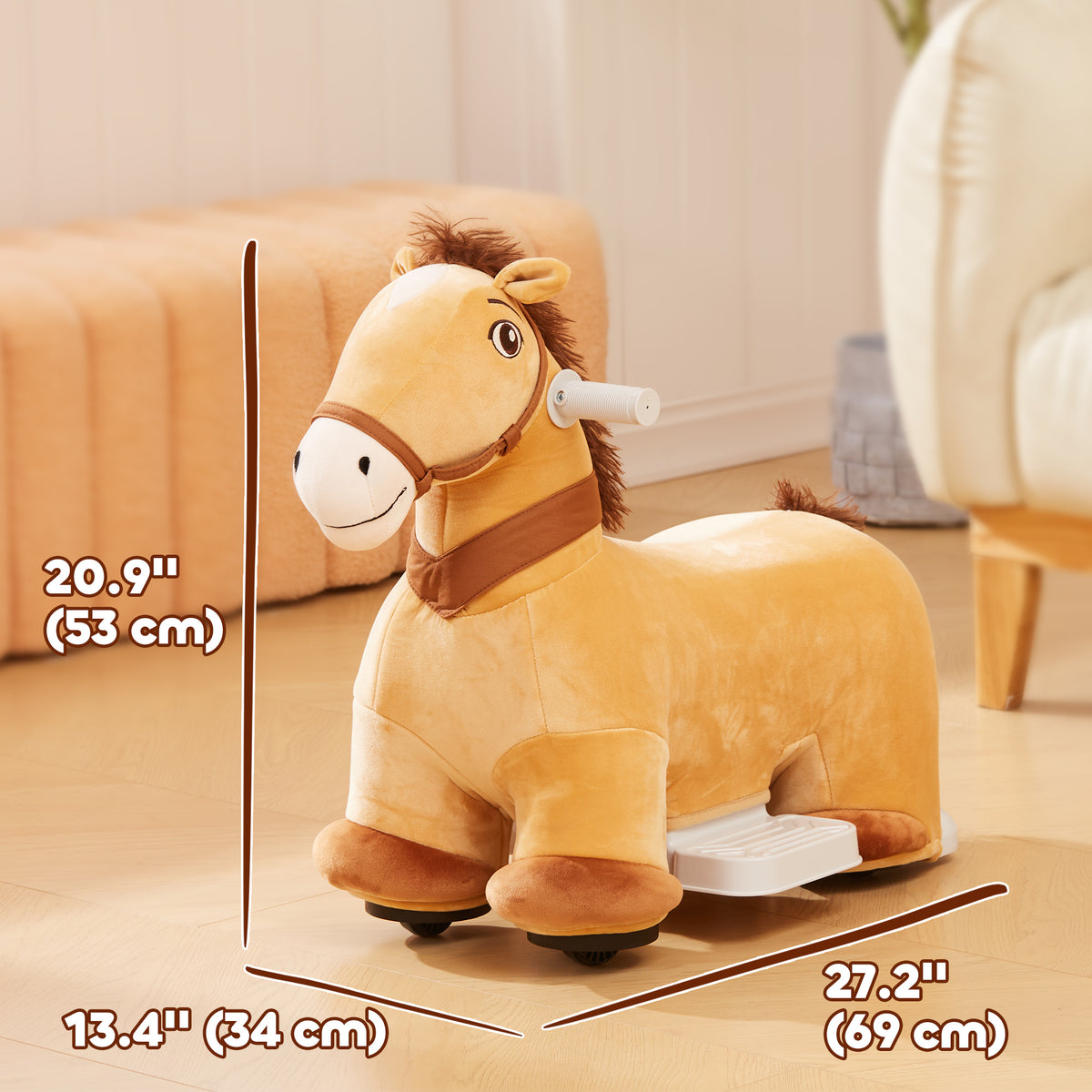 6V Battery Powered Kids Ride on Animal Toy, Electric Ride on Horse with Music Forward, Brown-Toys & Games > Baby & Toddler Toys > Riding & Rocking Toys > Rocking Horses-DECOROLALA