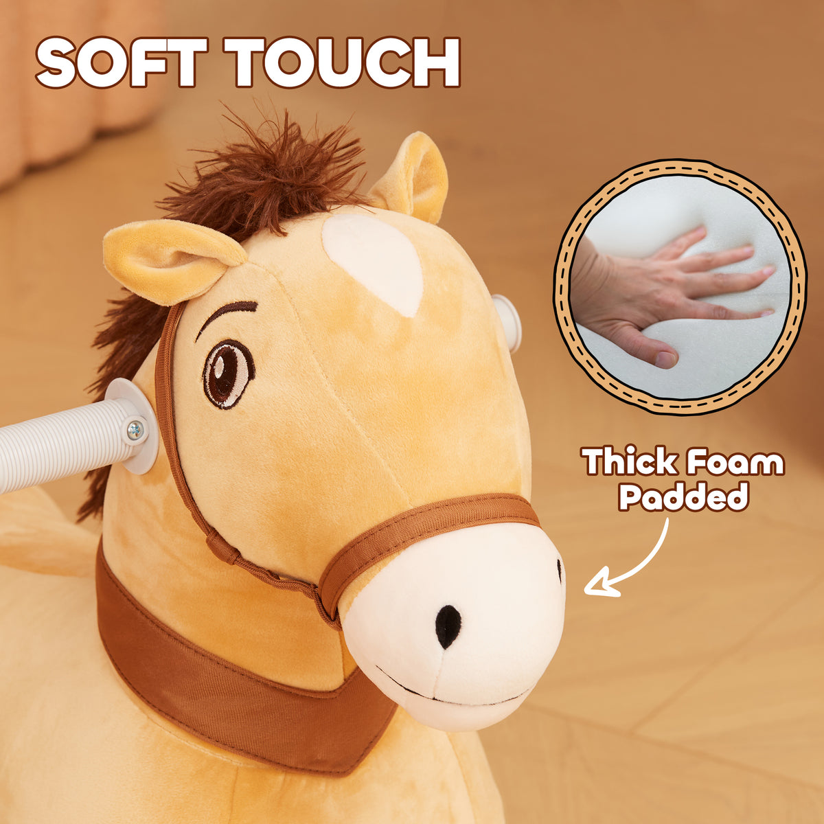6V Battery Powered Kids Ride on Animal Toy, Electric Ride on Horse with Music Forward, Brown-Toys & Games > Baby & Toddler Toys > Riding & Rocking Toys > Rocking Horses-DECOROLALA