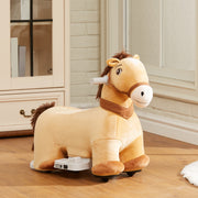 6V Battery Powered Kids Ride on Animal Toy, Electric Ride on Horse with Music Forward, Brown-Toys & Games > Baby & Toddler Toys > Riding & Rocking Toys > Rocking Horses-DECOROLALA