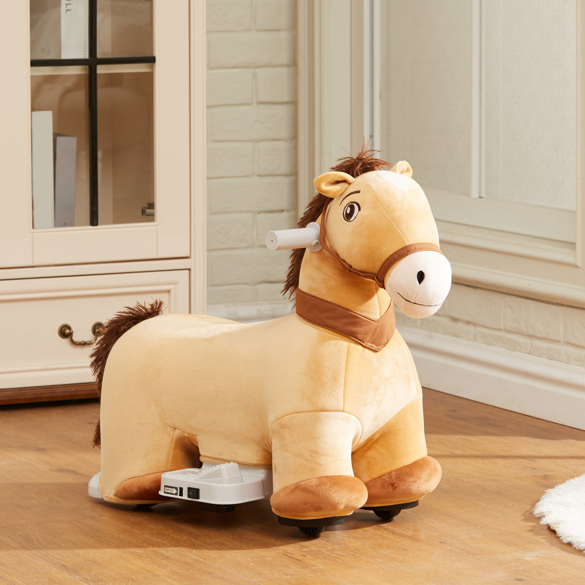 6V Battery Powered Kids Ride on Animal Toy, Electric Ride on Horse with Music Forward, Brown-Toys & Games > Baby & Toddler Toys > Riding & Rocking Toys > Rocking Horses-DECOROLALA