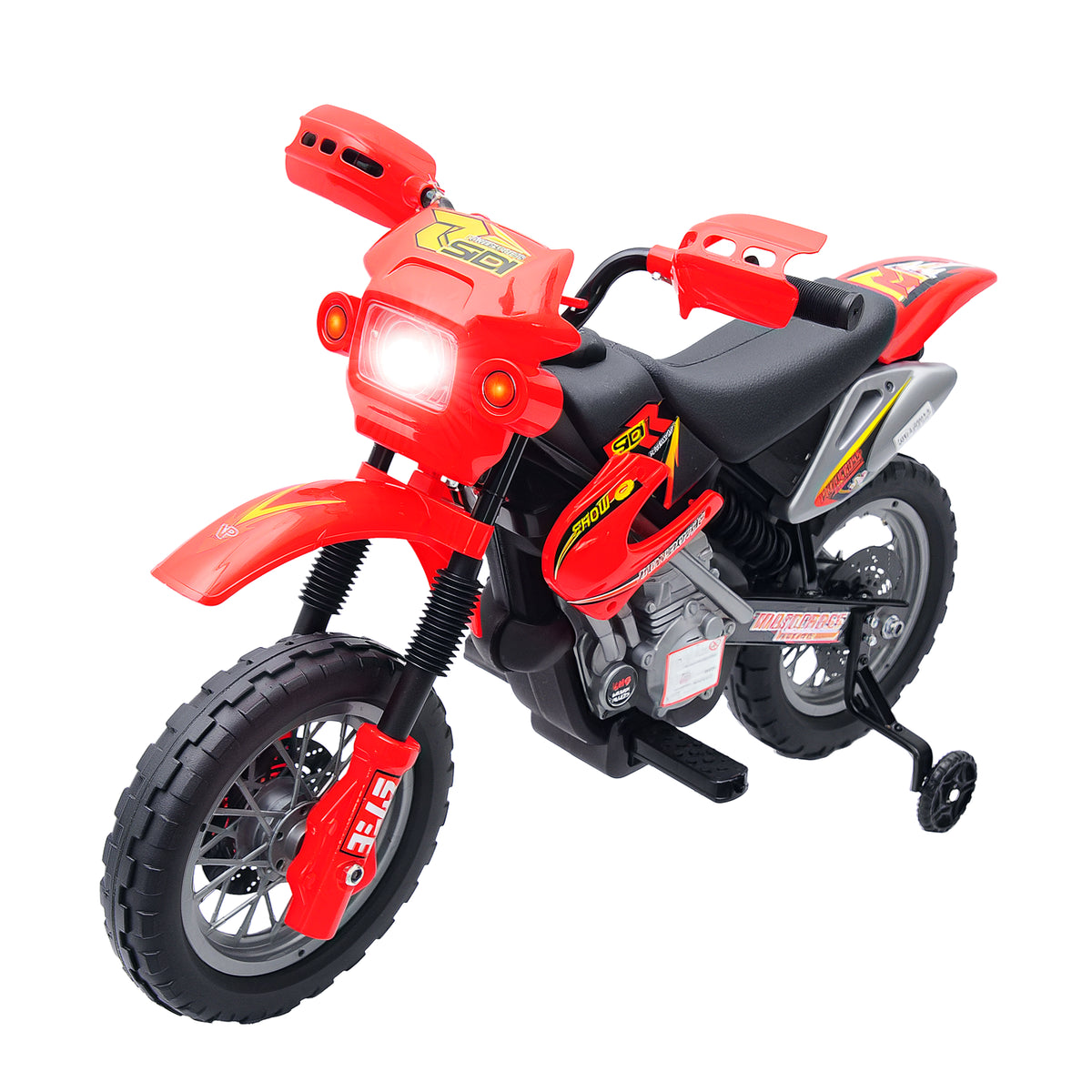 6V Kid Electric Ride On Motorcycle Powered Dirt Bike Battery Scooter For 3-6 Year Old Kids Toddlers W/ Training Wheels Red-Toys & Games > Baby & Toddler Toys > Electric Ride-On Toys > Electric Motorcycles-DECOROLALA