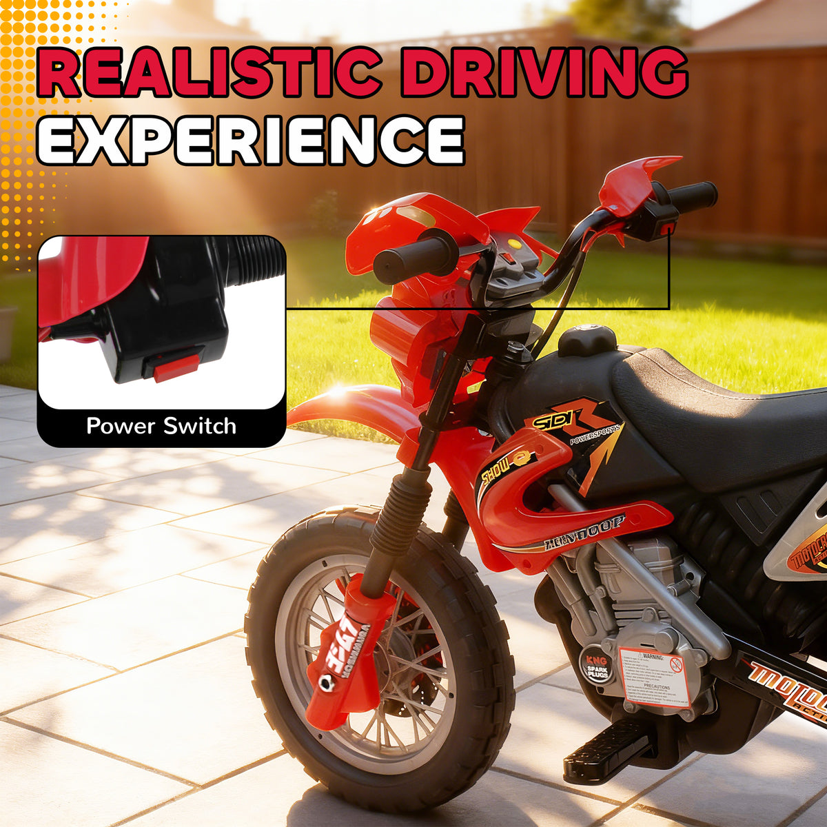 6V Kid Electric Ride On Motorcycle Powered Dirt Bike Battery Scooter For 3-6 Year Old Kids Toddlers W/ Training Wheels Red-Toys & Games > Baby & Toddler Toys > Electric Ride-On Toys > Electric Motorcycles-DECOROLALA
