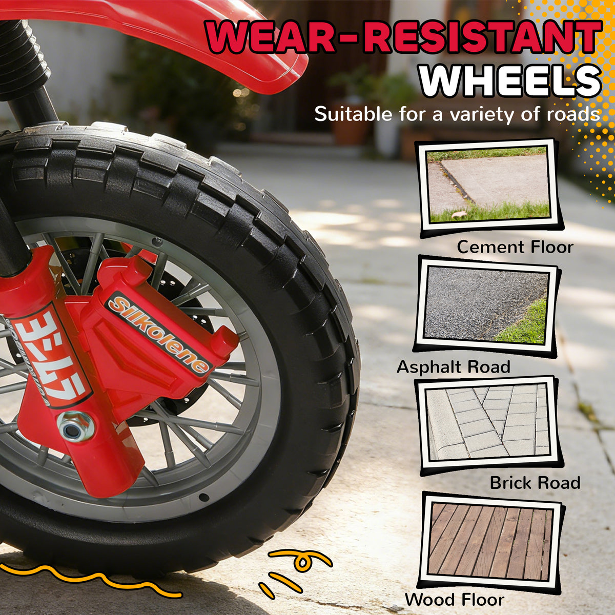 6V Kid Electric Ride On Motorcycle Powered Dirt Bike Battery Scooter For 3-6 Year Old Kids Toddlers W/ Training Wheels Red-Toys & Games > Baby & Toddler Toys > Electric Ride-On Toys > Electric Motorcycles-DECOROLALA