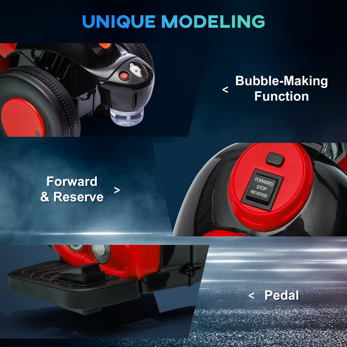 Electric Motorcycle for Kids, 6V Ride on Bubble Car with LED Headlight, Music, Pedal, for 2-5 Years-Toys & Games > Baby & Toddler Toys > Electric Ride-On Toys > Electric Motorcycles-DECOROLALA