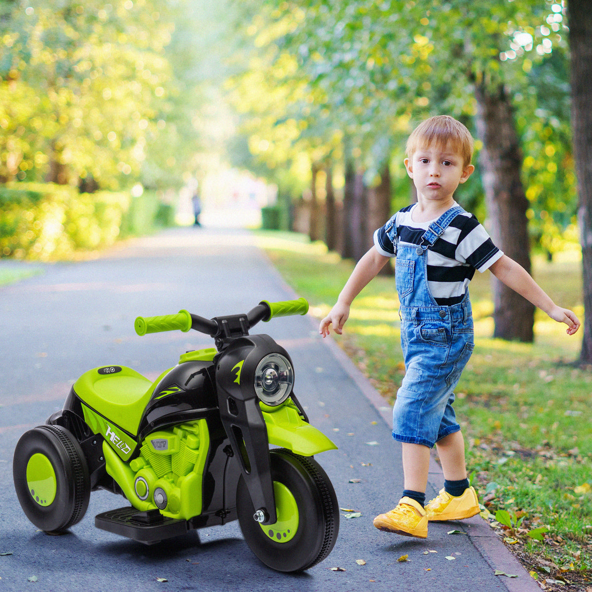Electric Motorcycle for Kids, 6V Ride on Bubble Car with LED Headlight, Music, Pedal, for 2-5 Years-Toys & Games > Baby & Toddler Toys > Electric Ride-On Toys > Electric Motorcycles-DECOROLALA