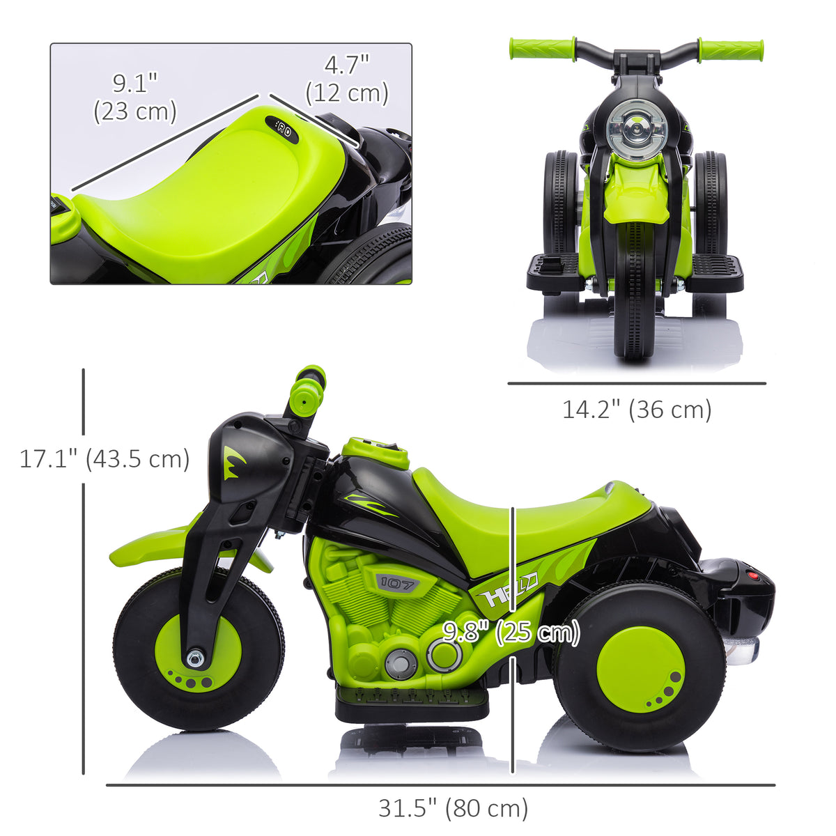 Electric Motorcycle for Kids, 6V Ride on Bubble Car with LED Headlight, Music, Pedal, for 2-5 Years-Toys & Games > Baby & Toddler Toys > Electric Ride-On Toys > Electric Motorcycles-DECOROLALA