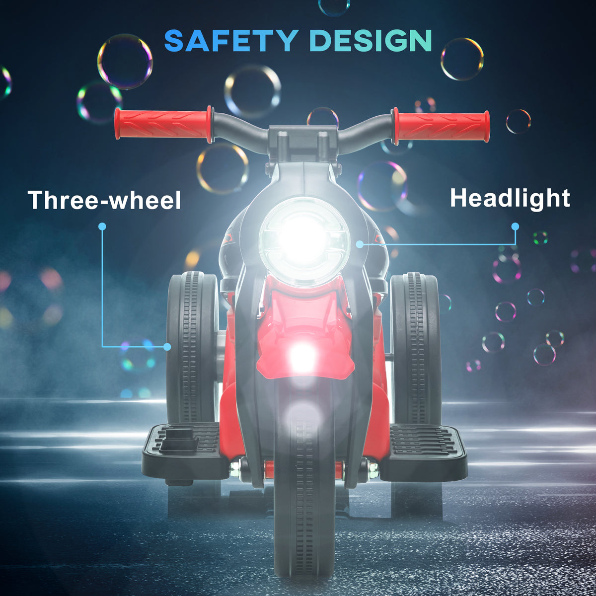 Electric Motorcycle for Kids, 6V Ride on Bubble Car with LED Headlight, Music, Pedal, for 2-5 Years-Toys & Games > Baby & Toddler Toys > Electric Ride-On Toys > Electric Motorcycles-DECOROLALA