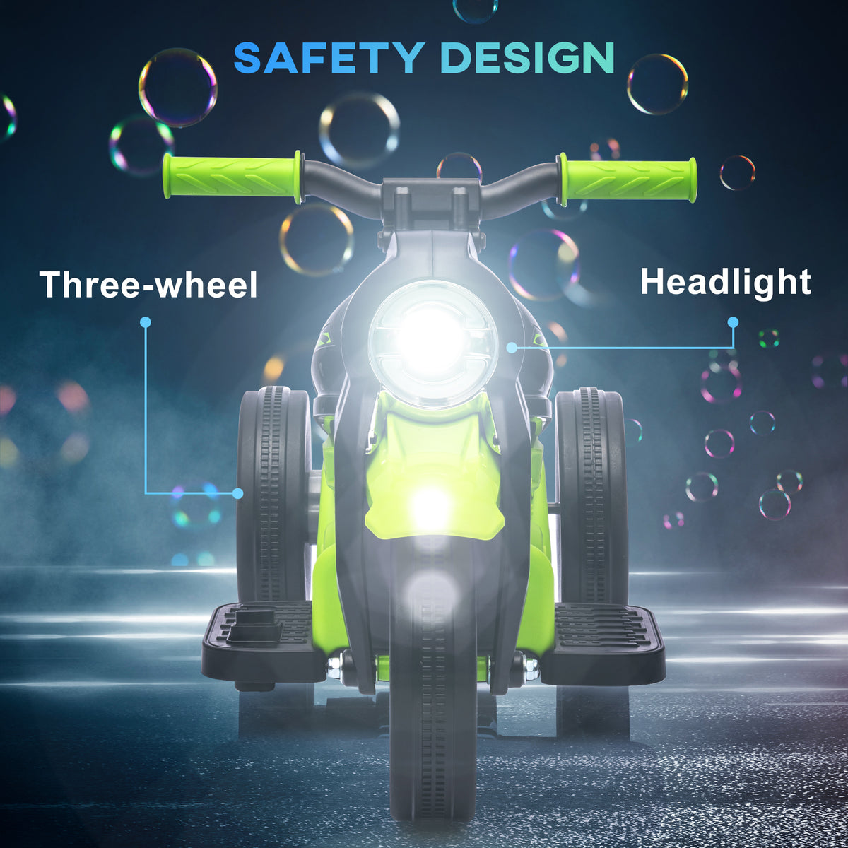 Electric Motorcycle for Kids, 6V Ride on Bubble Car with LED Headlight, Music, Pedal, for 2-5 Years-Toys & Games > Baby & Toddler Toys > Electric Ride-On Toys > Electric Motorcycles-DECOROLALA