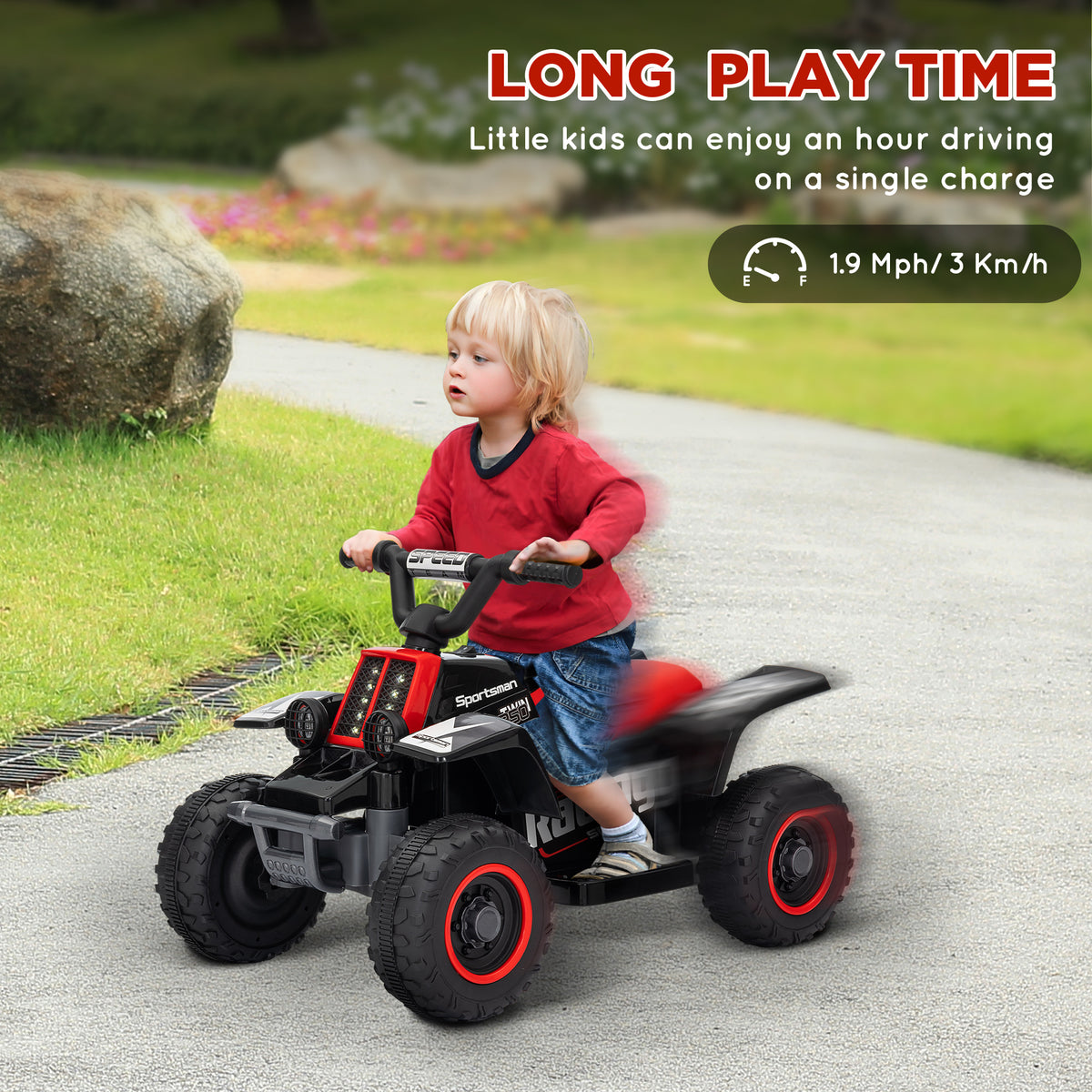 6V Kids ATV Quad, 4 Wheeler Battery Powered Electric Ride on Car w/ Lights, Forward Backward-Toys & Games > Baby & Toddler Toys > Electric Ride-On Toys > Electric Toy Cars-DECOROLALA
