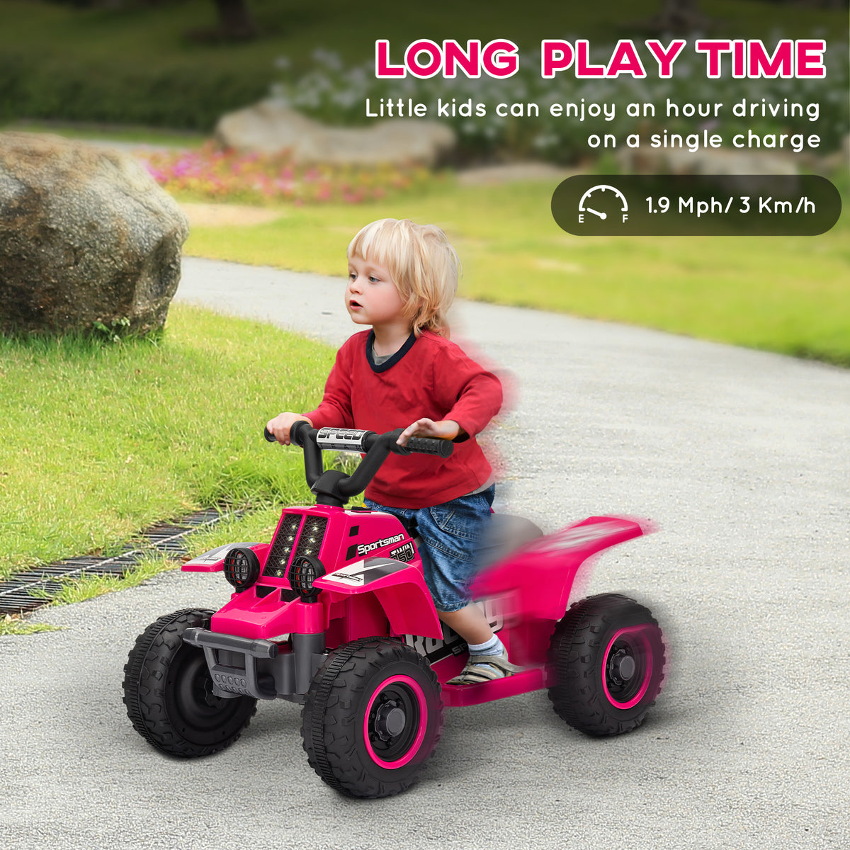 6V Kids ATV Quad, 4 Wheeler Battery Powered Electric Ride on Car w/ Lights, Forward Backward-Toys & Games > Baby & Toddler Toys > Electric Ride-On Toys > Electric Toy Cars-DECOROLALA