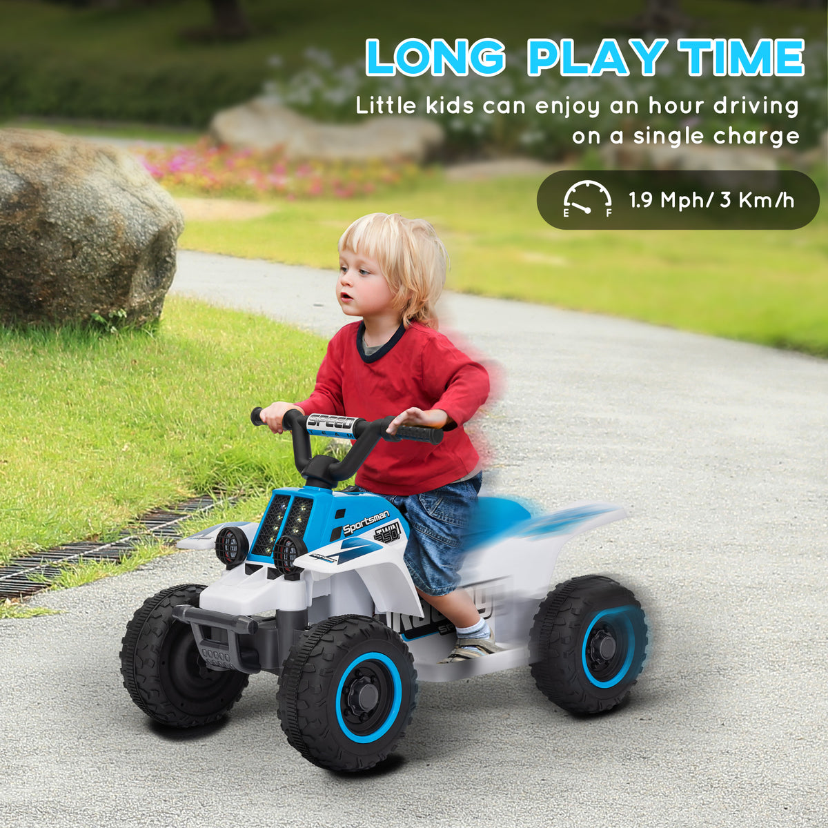 6V Kids ATV Quad, 4 Wheeler Battery Powered Electric Ride on Car w/ Lights, Forward Backward-Toys & Games > Baby & Toddler Toys > Electric Ride-On Toys > Electric Toy Cars-DECOROLALA