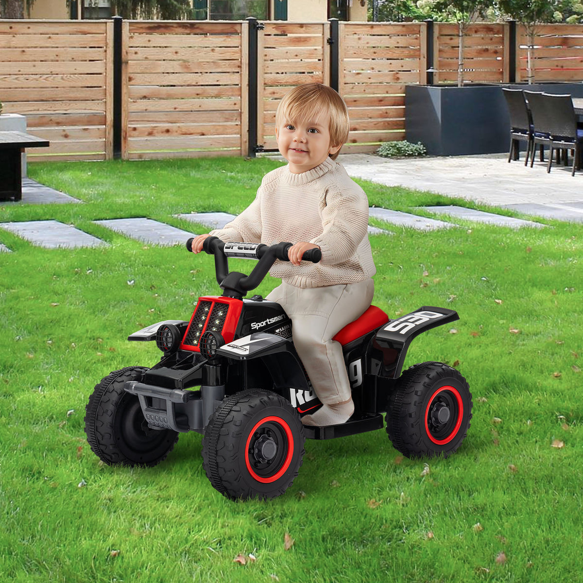 6V Kids ATV Quad, 4 Wheeler Battery Powered Electric Ride on Car w/ Lights, Forward Backward-Toys & Games > Baby & Toddler Toys > Electric Ride-On Toys > Electric Toy Cars-DECOROLALA