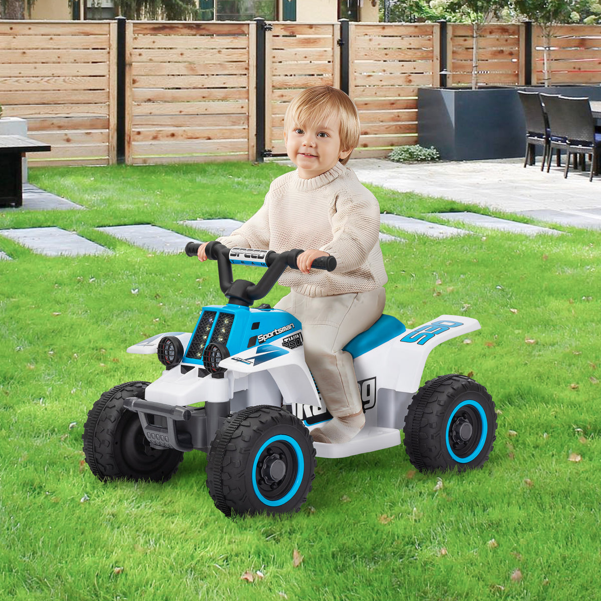 6V Kids ATV Quad, 4 Wheeler Battery Powered Electric Ride on Car w/ Lights, Forward Backward-Toys & Games > Baby & Toddler Toys > Electric Ride-On Toys > Electric Toy Cars-DECOROLALA