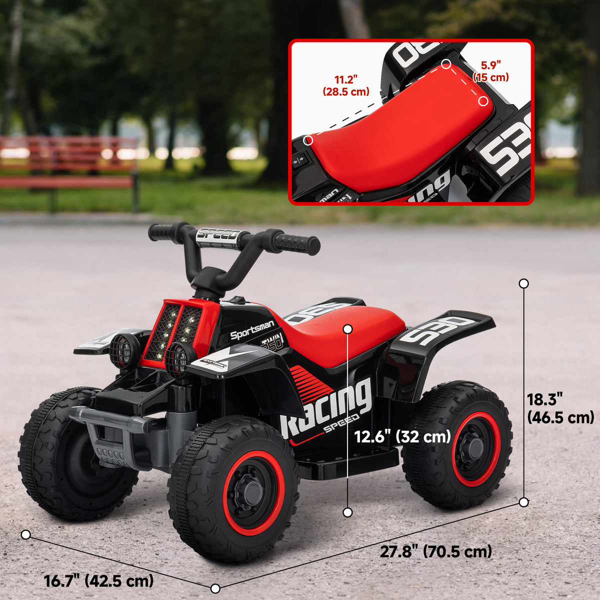 6V Kids ATV Quad, 4 Wheeler Battery Powered Electric Ride on Car w/ Lights, Forward Backward-Toys & Games > Baby & Toddler Toys > Electric Ride-On Toys > Electric Toy Cars-DECOROLALA