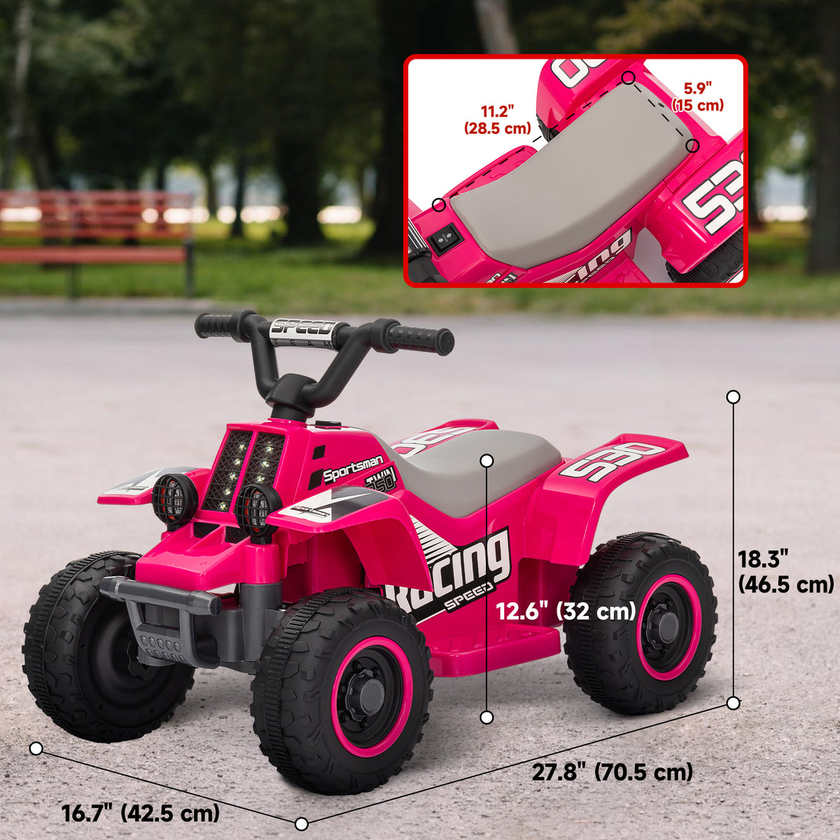 6V Kids ATV Quad, 4 Wheeler Battery Powered Electric Ride on Car w/ Lights, Forward Backward-Toys & Games > Baby & Toddler Toys > Electric Ride-On Toys > Electric Toy Cars-DECOROLALA