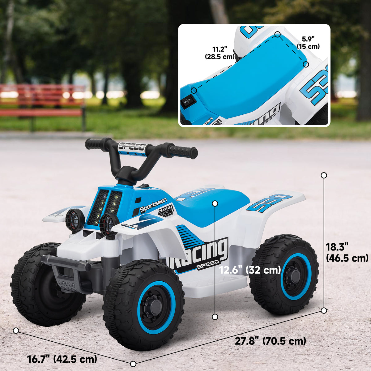6V Kids ATV Quad, 4 Wheeler Battery Powered Electric Ride on Car w/ Lights, Forward Backward-Toys & Games > Baby & Toddler Toys > Electric Ride-On Toys > Electric Toy Cars-DECOROLALA