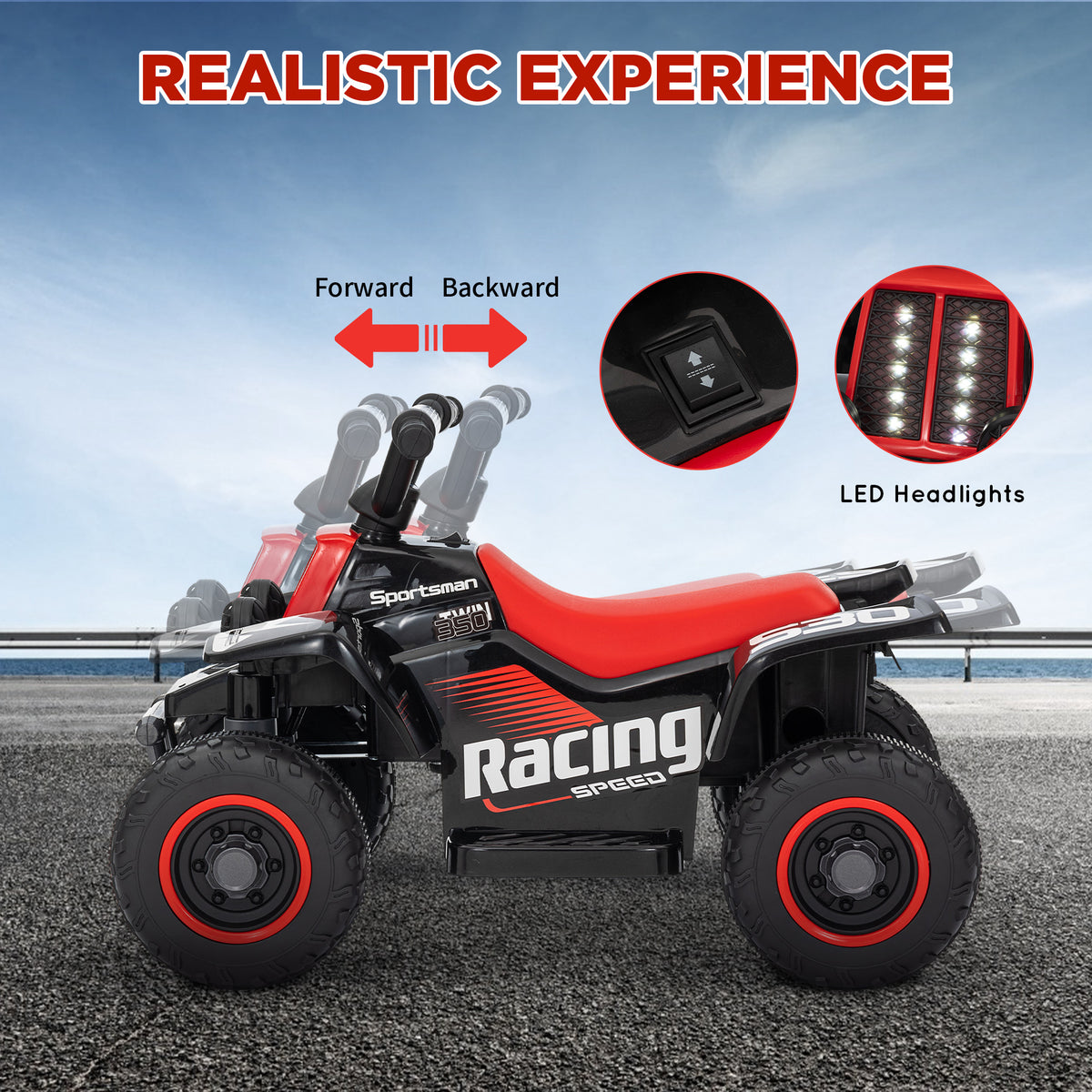 6V Kids ATV Quad, 4 Wheeler Battery Powered Electric Ride on Car w/ Lights, Forward Backward-Toys & Games > Baby & Toddler Toys > Electric Ride-On Toys > Electric Toy Cars-DECOROLALA