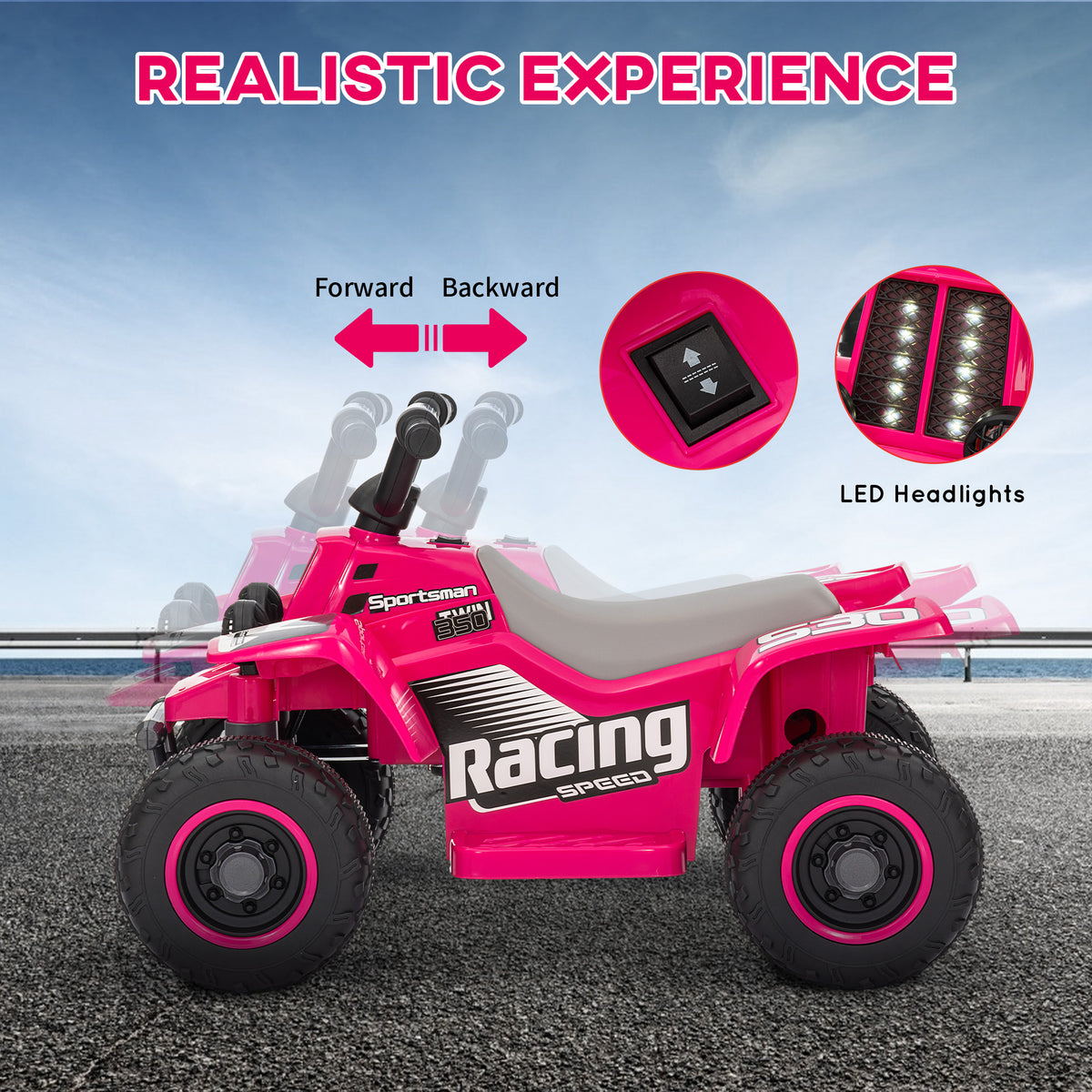 6V Kids ATV Quad, 4 Wheeler Battery Powered Electric Ride on Car w/ Lights, Forward Backward-Toys & Games > Baby & Toddler Toys > Electric Ride-On Toys > Electric Toy Cars-DECOROLALA
