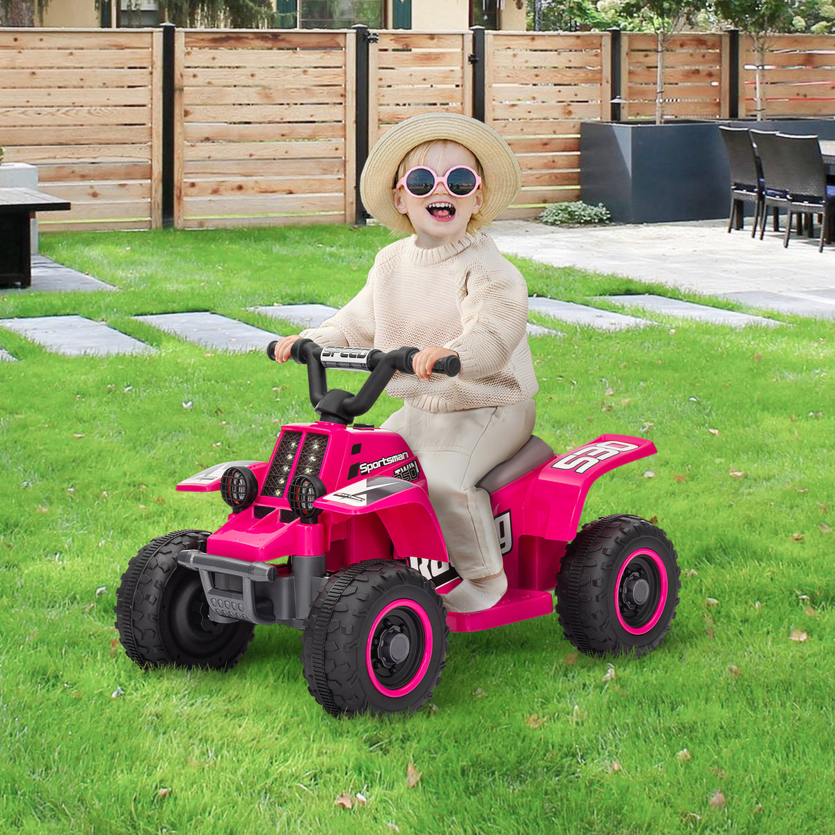 6V Kids ATV Quad, 4 Wheeler Battery Powered Electric Ride on Car w/ Lights, Forward Backward-Toys & Games > Baby & Toddler Toys > Electric Ride-On Toys > Electric Toy Cars-DECOROLALA