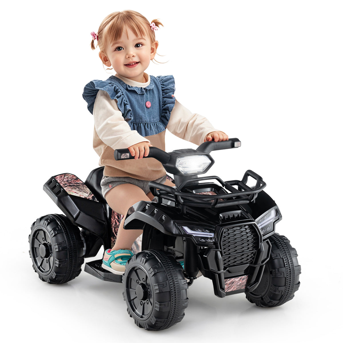 6V Kids Electric Ride-On ATV Quad with LED Lights and MP3 Player