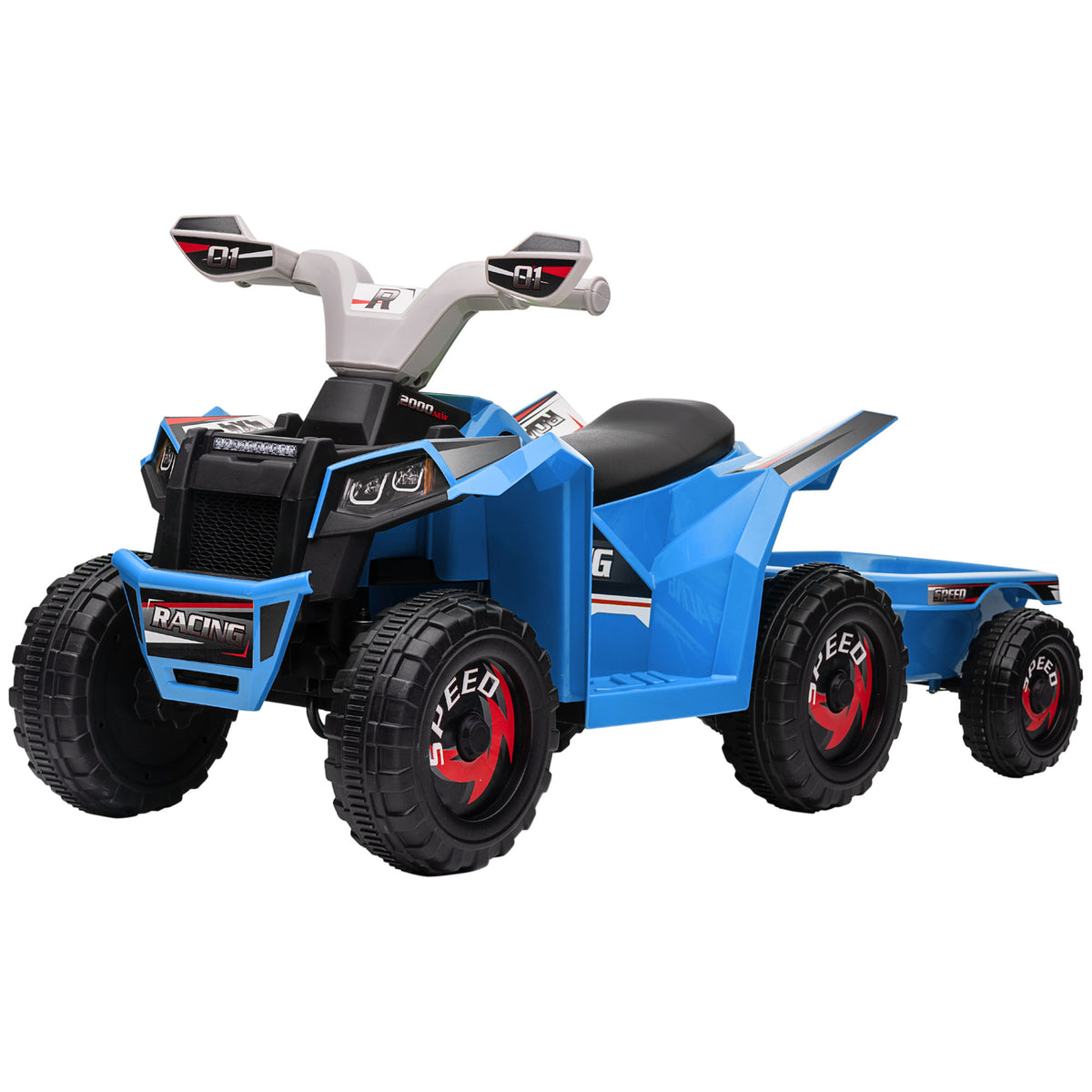 6V Kids ATV Quad, Battery Powered Electric Vehicle for Kids with Back Trailer, Wear-resistant Wheels, for Boys and Girls-Toys & Games > Baby & Toddler Toys > Electric Ride-On Toys > Electric Toy Cars-DECOROLALA