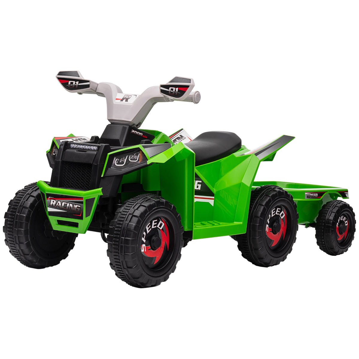 6V Kids ATV Quad, Battery Powered Electric Vehicle for Kids with Back Trailer, Wear-resistant Wheels, for Boys and Girls-Toys & Games > Baby & Toddler Toys > Electric Ride-On Toys > Electric Toy Cars-DECOROLALA