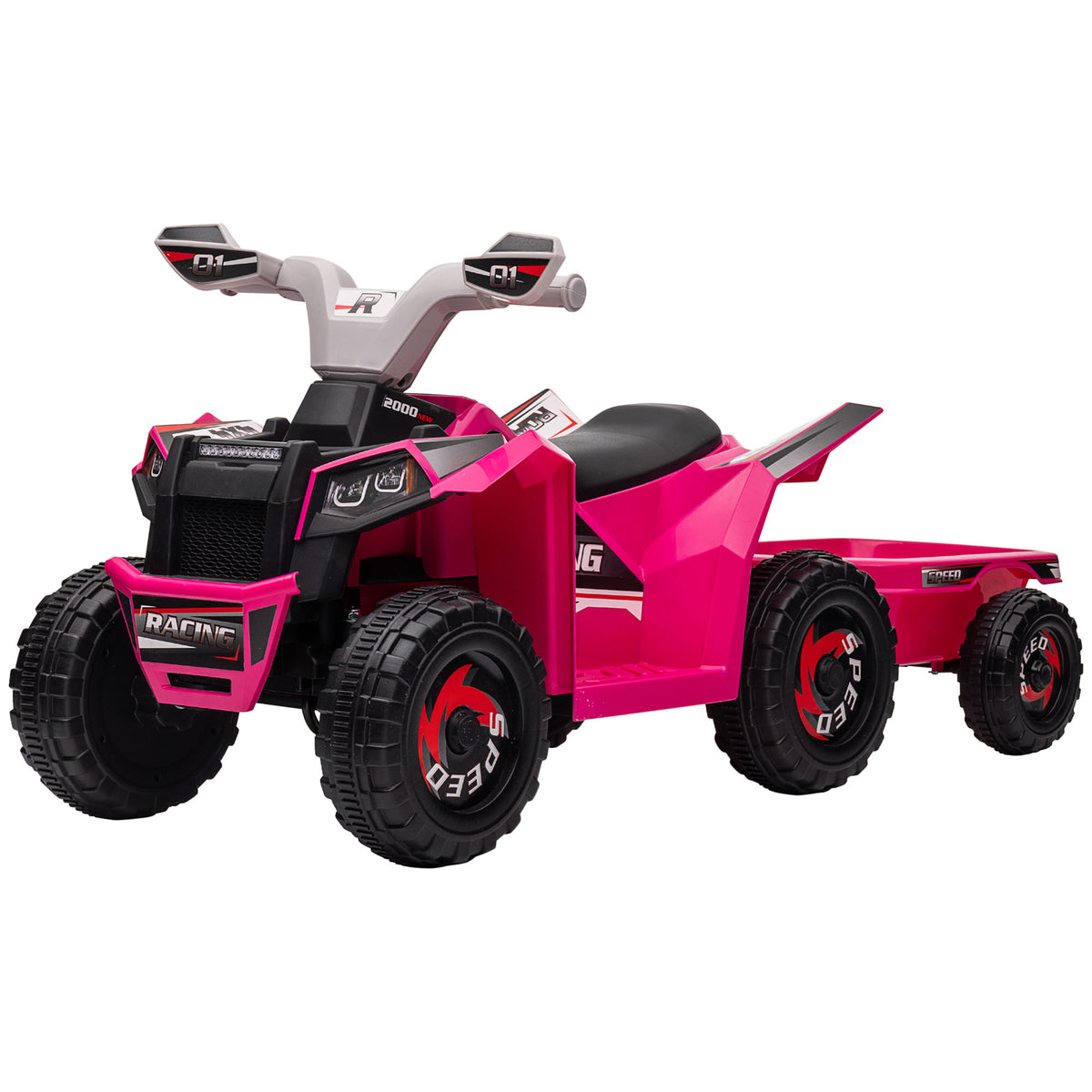 6V Kids ATV Quad, Battery Powered Electric Vehicle for Kids with Back Trailer, Wear-resistant Wheels, for Boys and Girls-Toys & Games > Baby & Toddler Toys > Electric Ride-On Toys > Electric Toy Cars-DECOROLALA