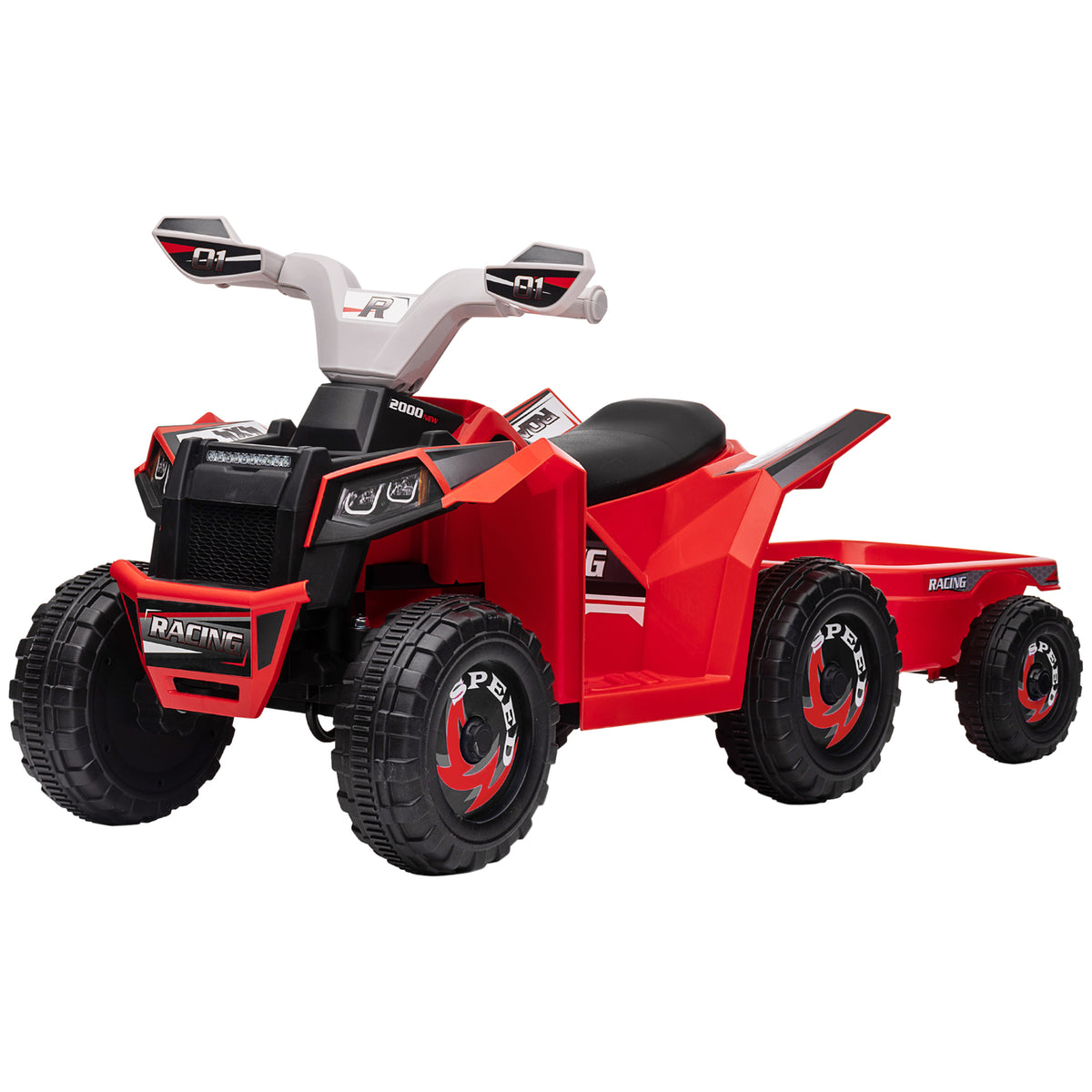 6V Kids ATV Quad, Battery Powered Electric Vehicle for Kids with Back Trailer, Wear-resistant Wheels, for Boys and Girls-Toys & Games > Baby & Toddler Toys > Electric Ride-On Toys > Electric Toy Cars-DECOROLALA