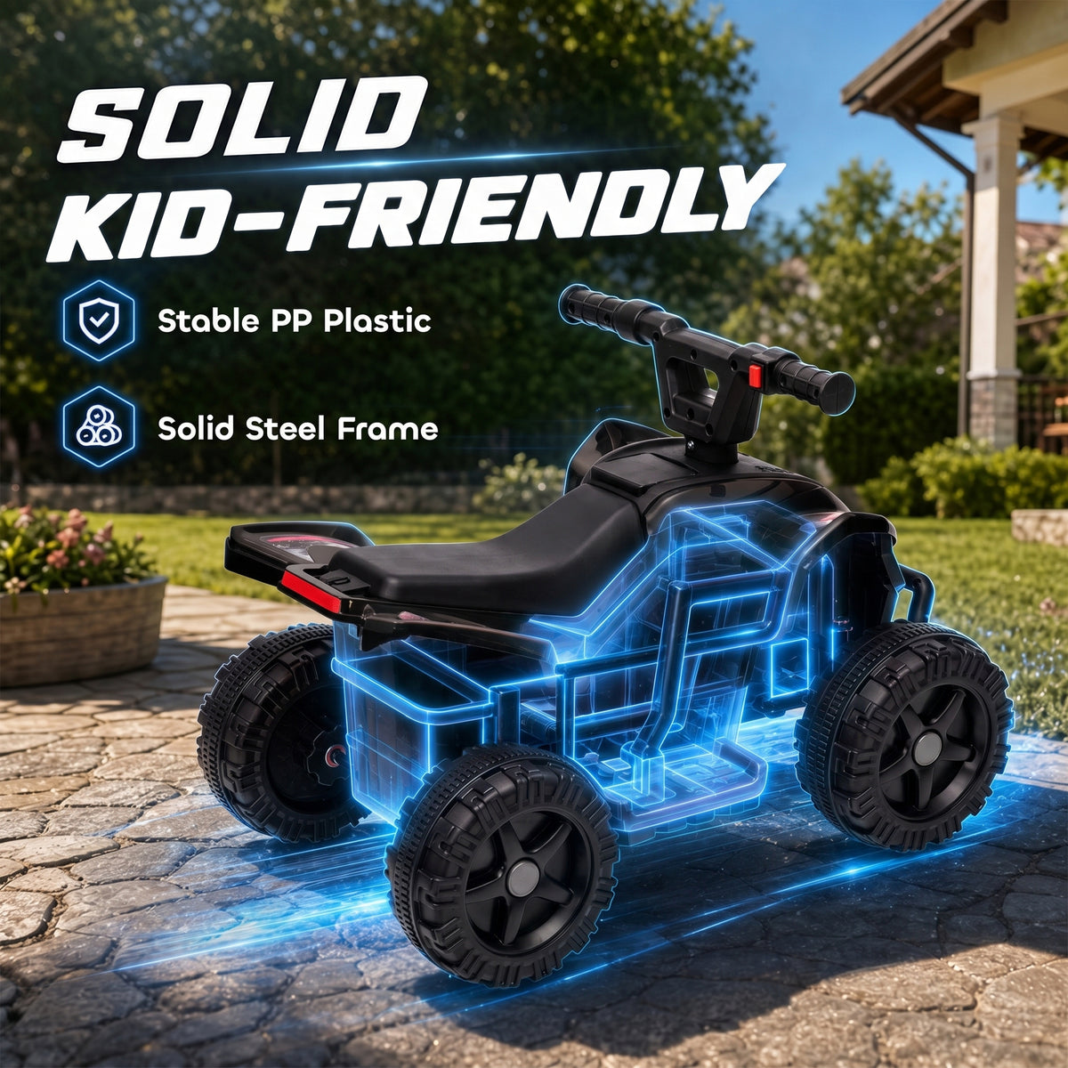 6V Kids ATV, 4 Wheels Kids Quad with Button Control, 45Mins Runtime, Max 1.2MPH, Max 55lbs Load for 18-48 M-Toys & Games > Baby & Toddler Toys > Electric Ride-On Toys > Electric Toy Cars-DECOROLALA