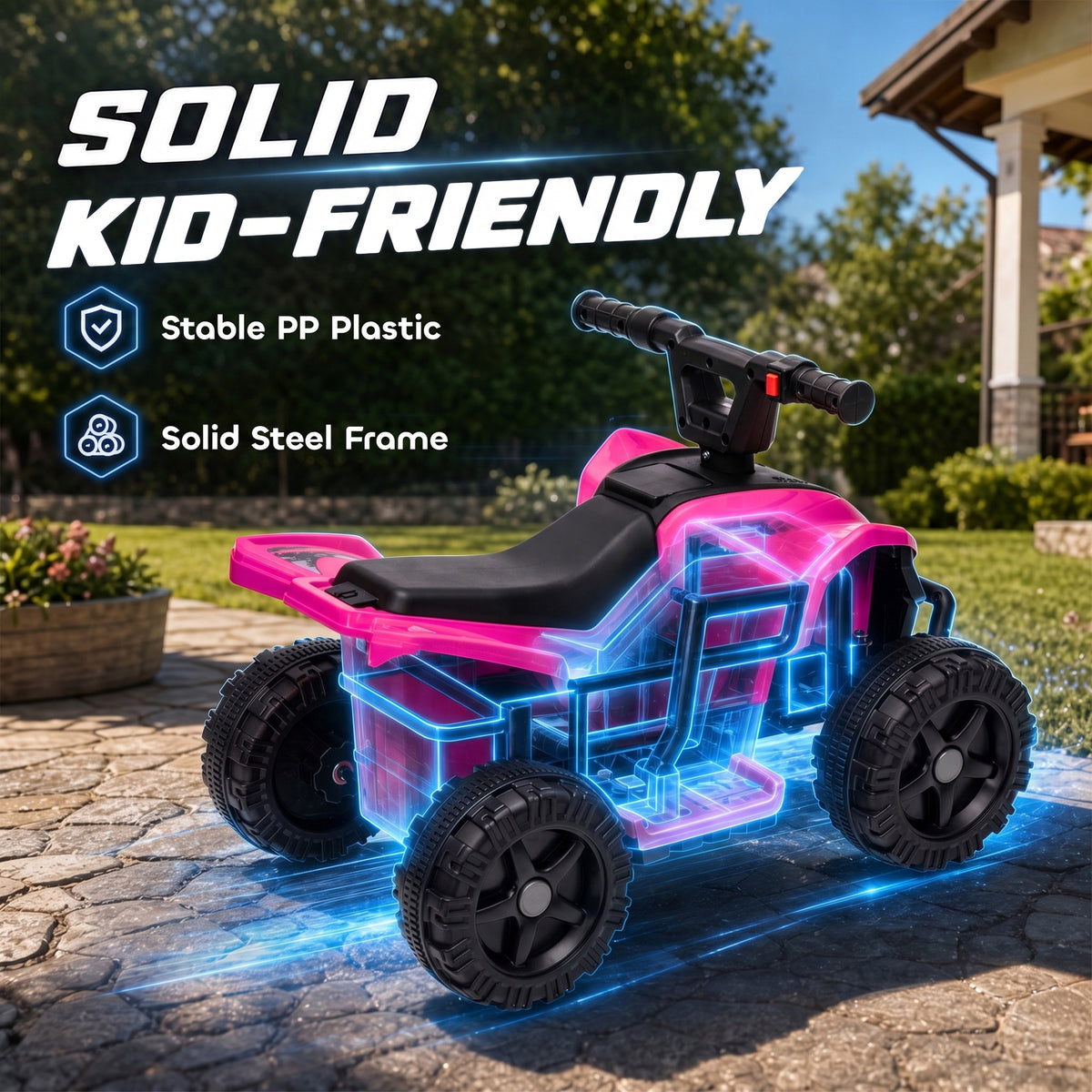 6V Kids ATV, 4 Wheels Kids Quad with Button Control, 45Mins Runtime, Max 1.2MPH, Max 55lbs Load for 18-48 M-Toys & Games > Baby & Toddler Toys > Electric Ride-On Toys > Electric Toy Cars-DECOROLALA