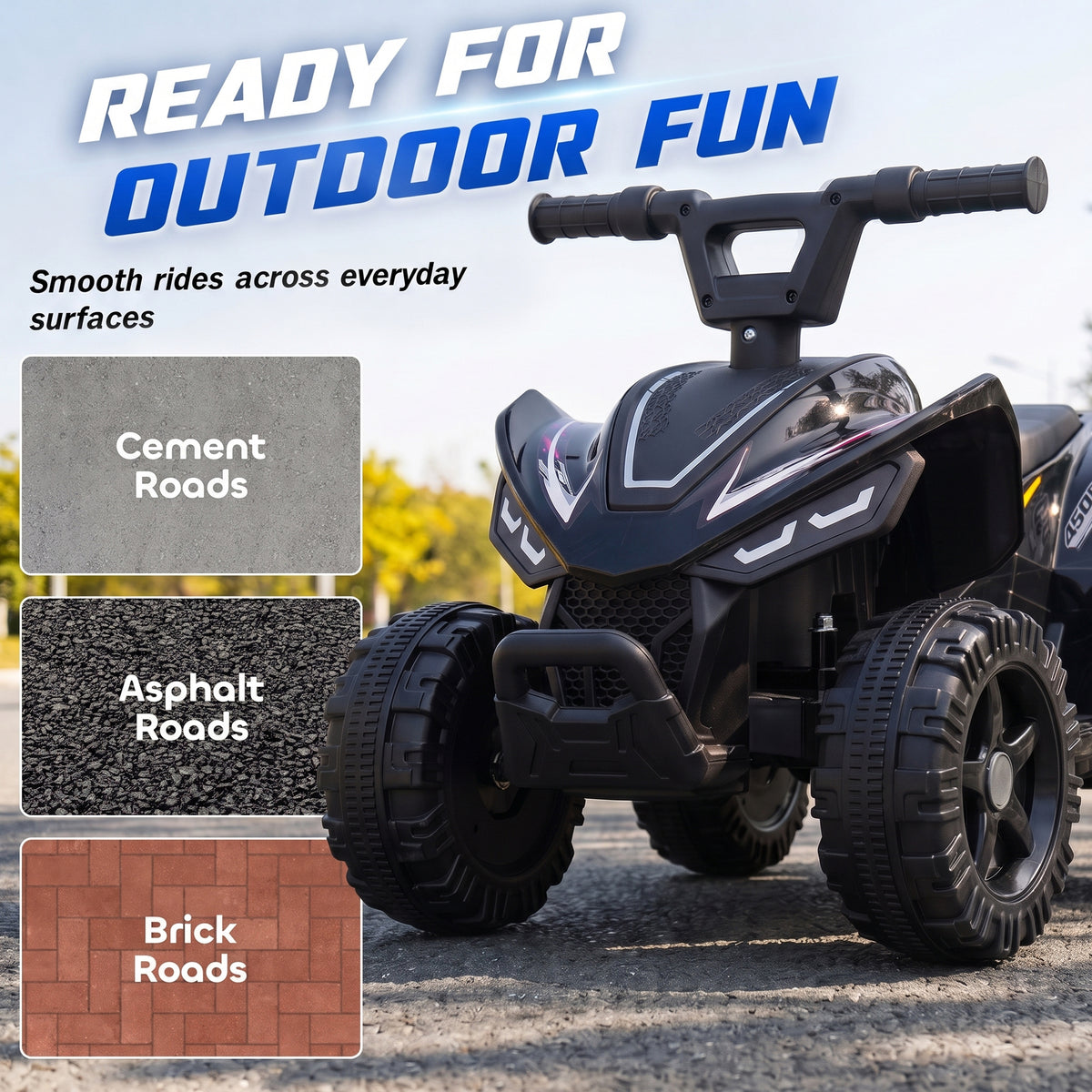 6V Kids ATV, 4 Wheels Kids Quad with Button Control, 45Mins Runtime, Max 1.2MPH, Max 55lbs Load for 18-48 M-Toys & Games > Baby & Toddler Toys > Electric Ride-On Toys > Electric Toy Cars-DECOROLALA